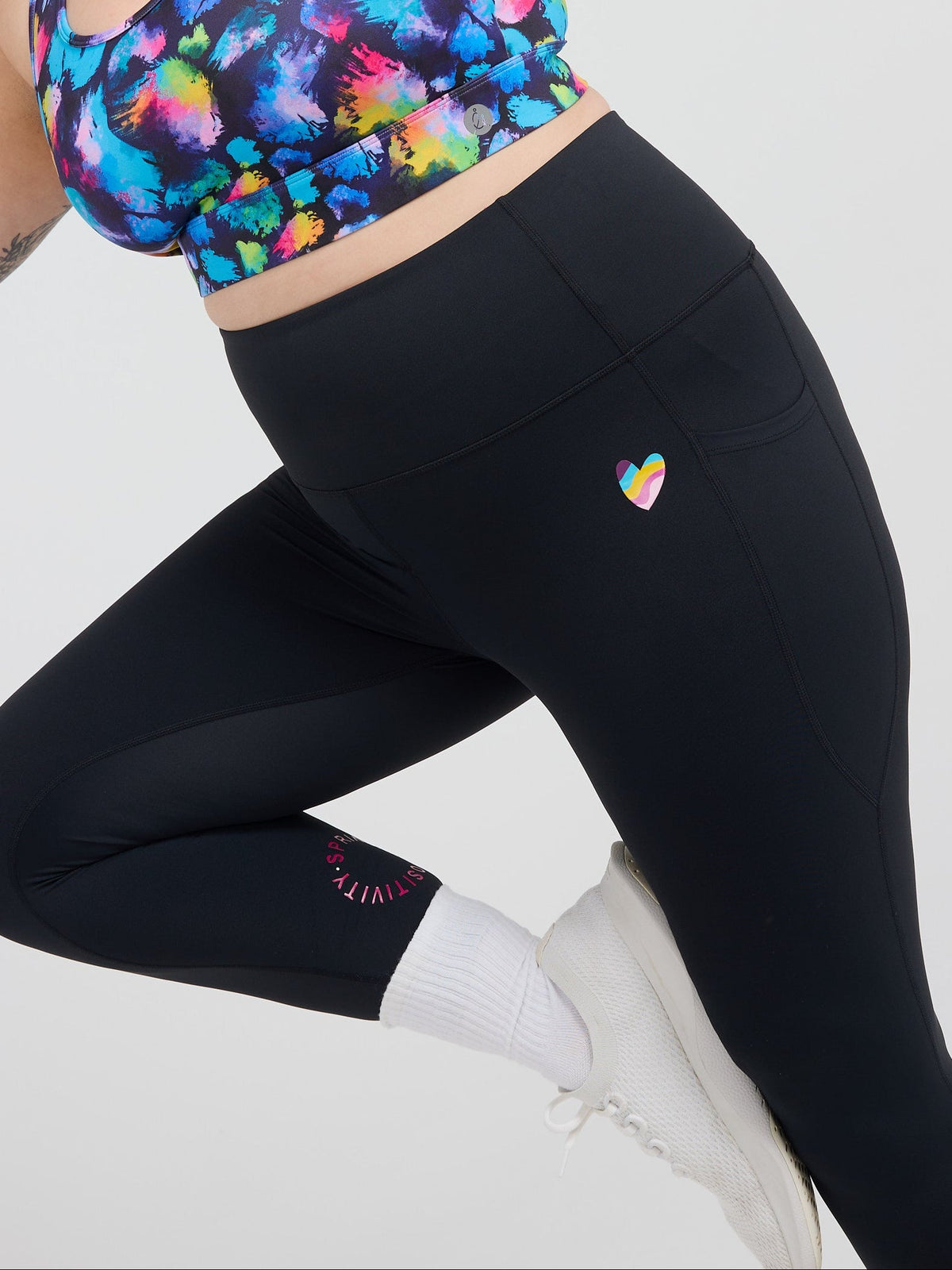 Rainbow at Heart Everyday Black Legging - 7/8 length