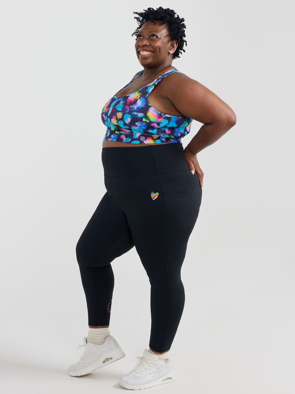 Rainbow at Heart Everyday Black Legging - 7/8 length