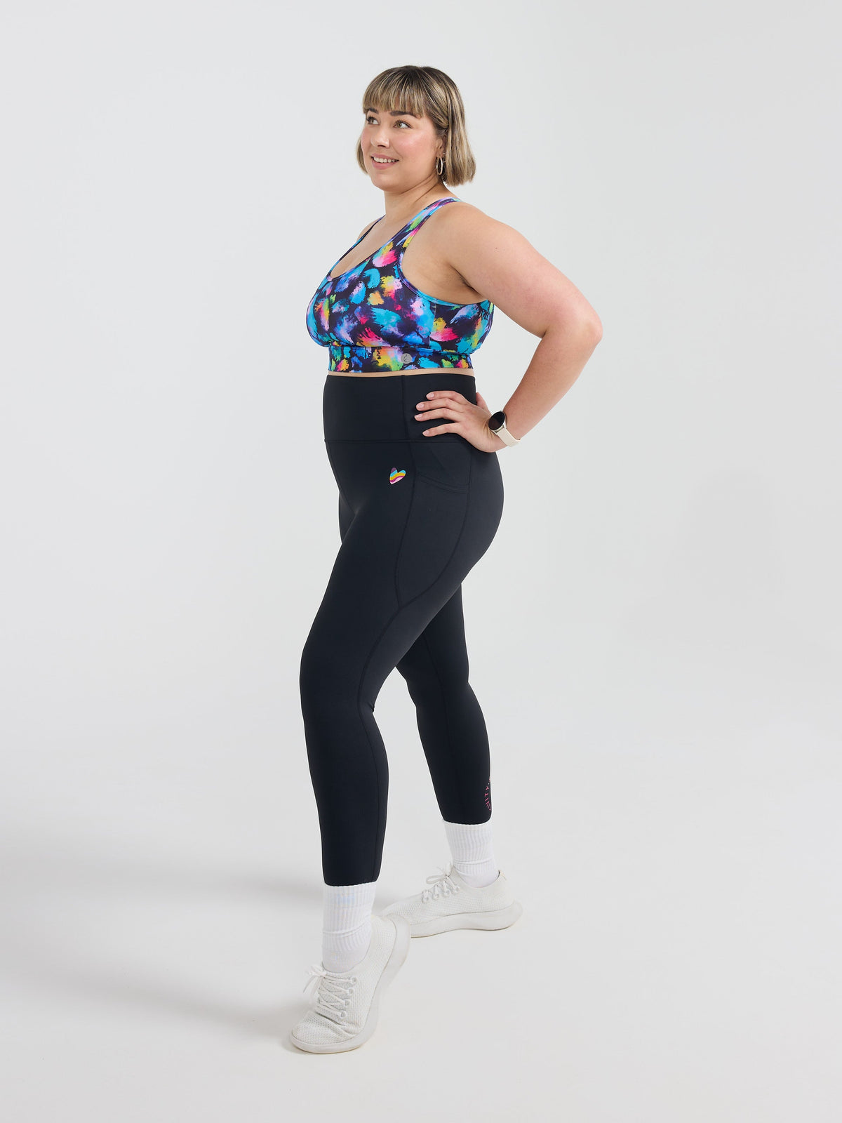 Rainbow at Heart Everyday Black Legging - 7/8 length