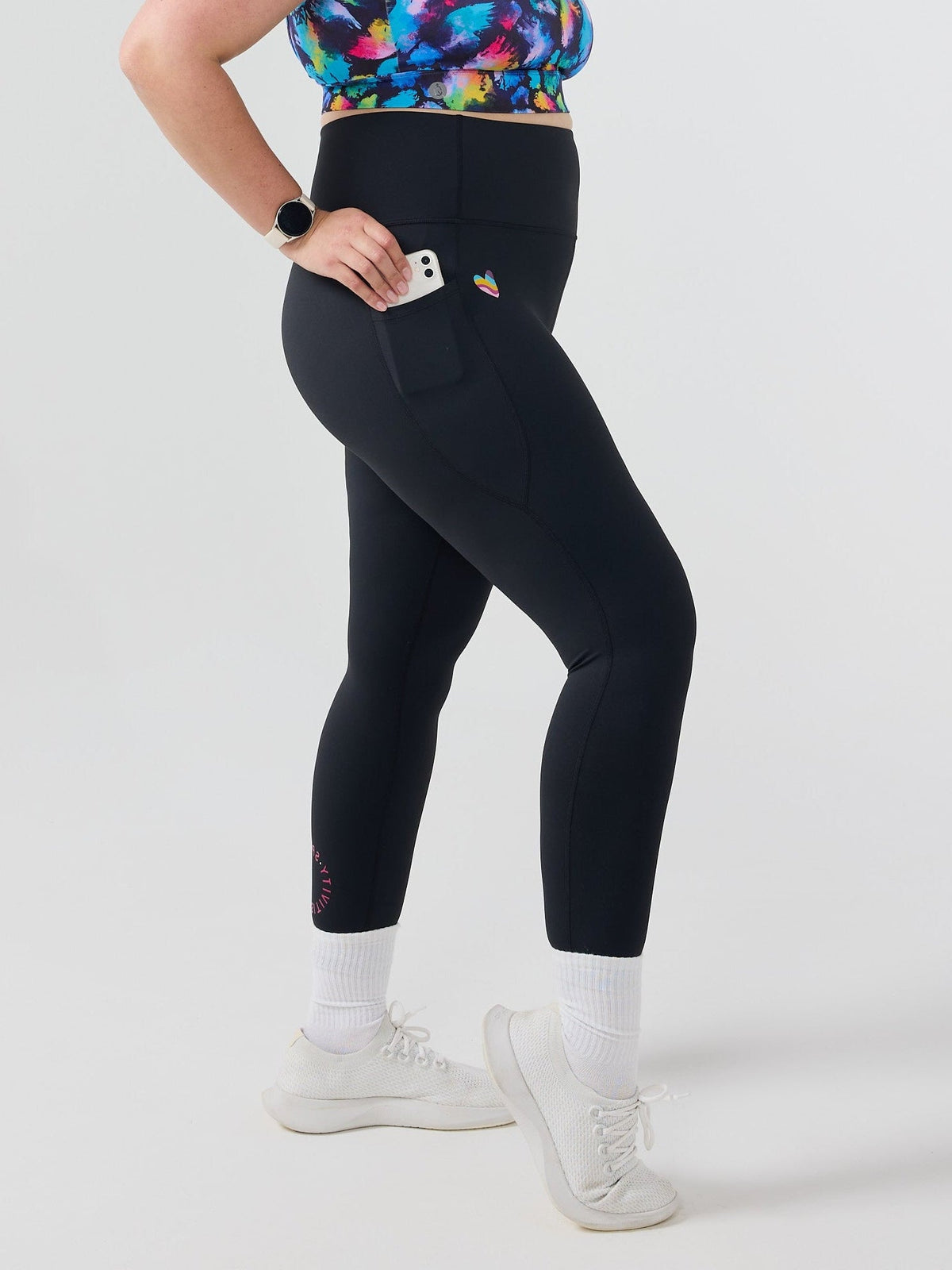 Rainbow at Heart Everyday Black Legging - 7/8 length