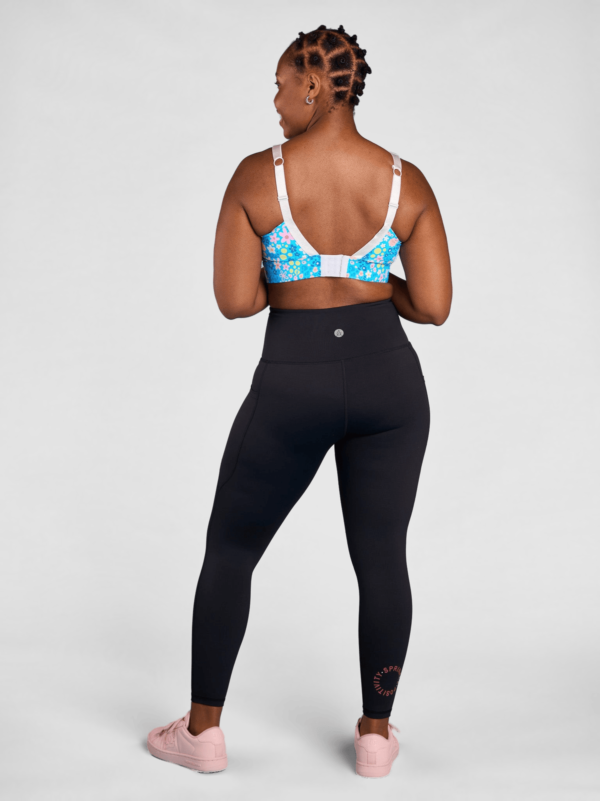 Rainbow at Heart Everyday Black Legging - 7/8 length - high waisted black leggings with pockets, worn by Vanessa