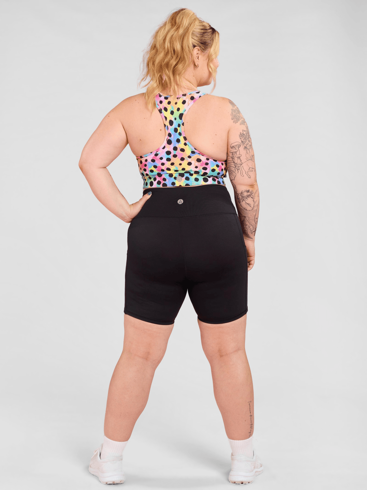Everyday Black Shortie Shorts- chlorine resistant short bike shorts for swimming, worn by Tahlia
