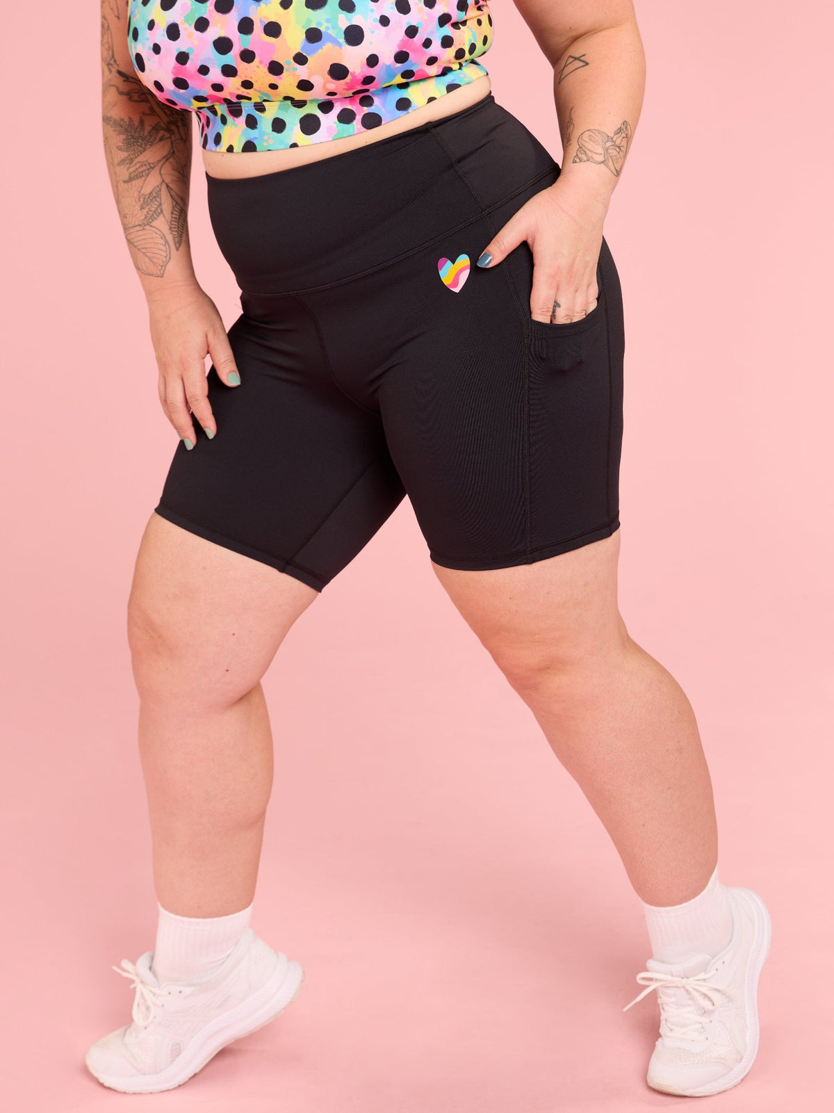 Everyday Black Shortie Shorts- plus size black bike shorts for running