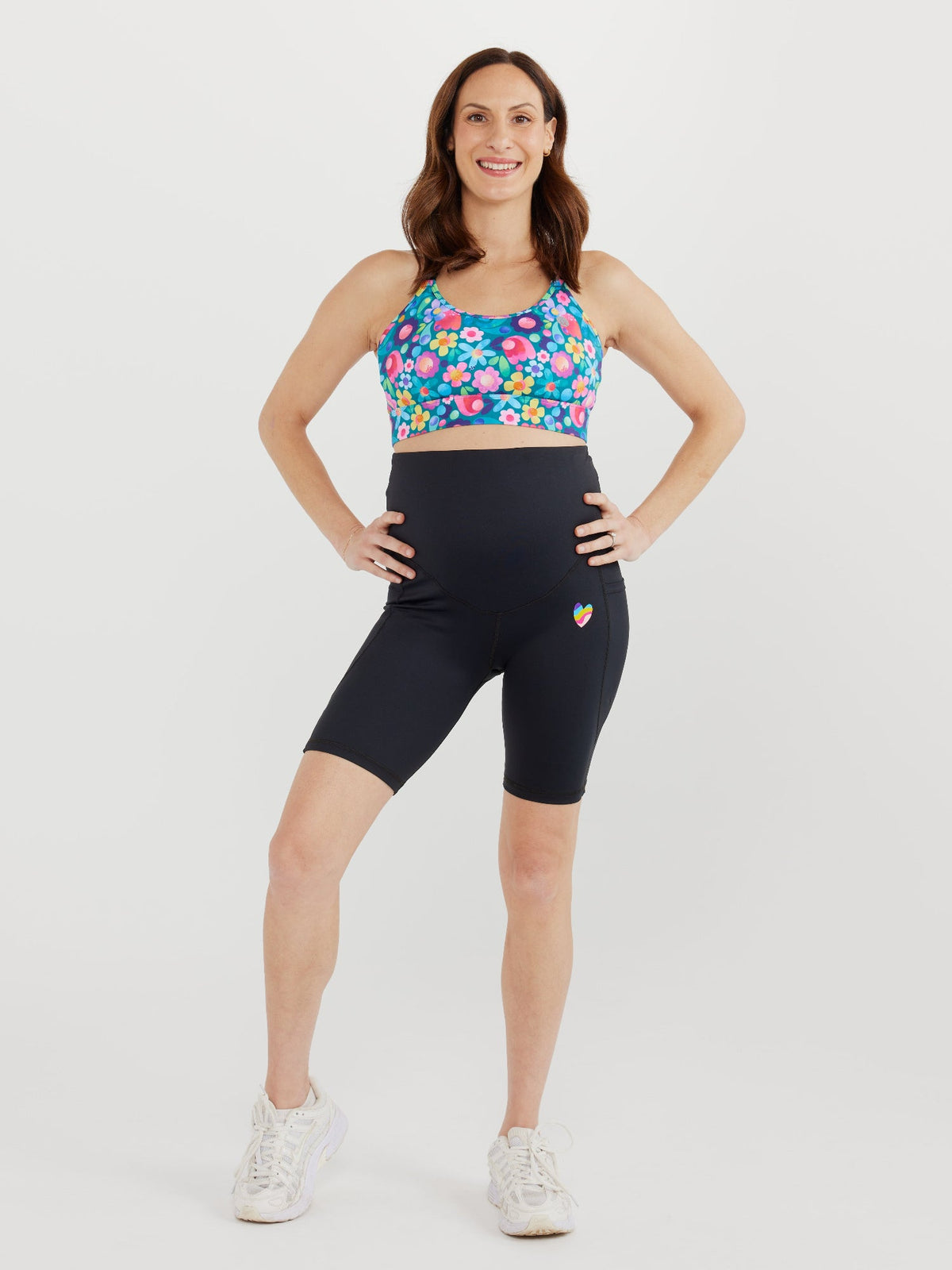 Rainbow at Heart Maternity Bike Shorts