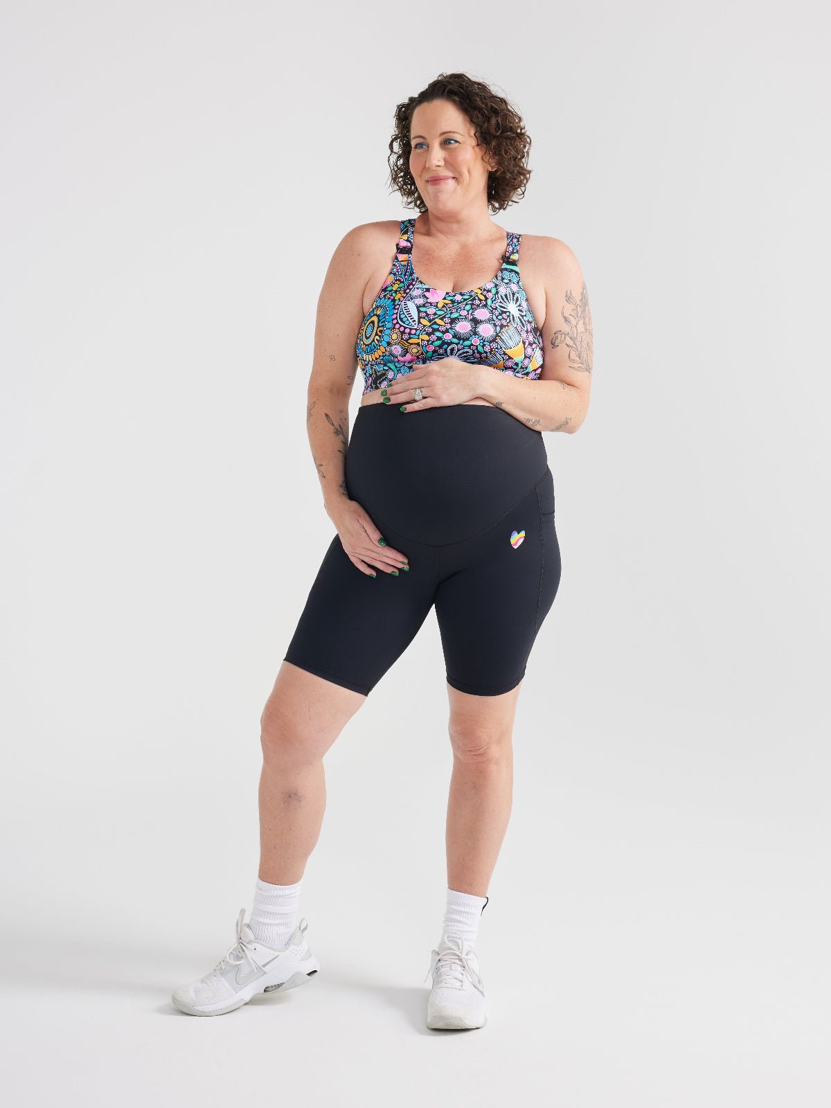 Rainbow at Heart Maternity Bike Shorts
