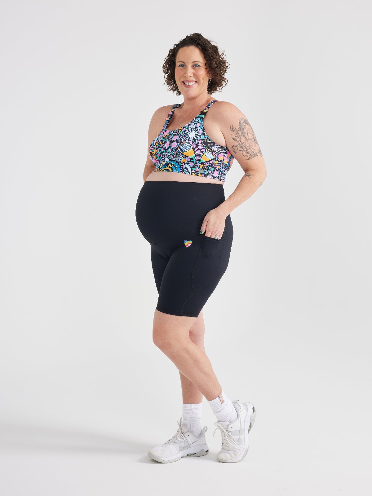 Rainbow at Heart Maternity Bike Shorts