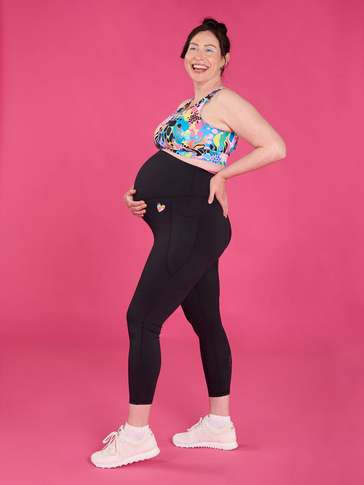 Rainbow at Heart Maternity Black Legging - 7/8 length - 7/8 compression black tights maternity