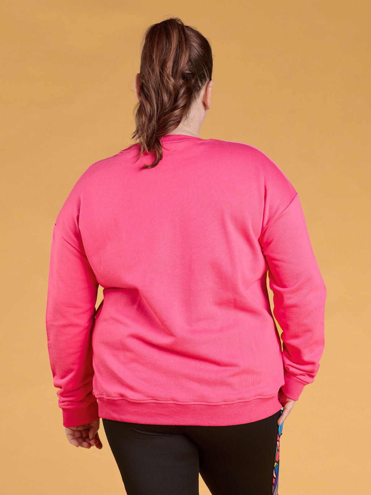 Rainbow at Heart Organic Cotton Sweatshirt - Dolly Pink - pink long sweatshirt plus size