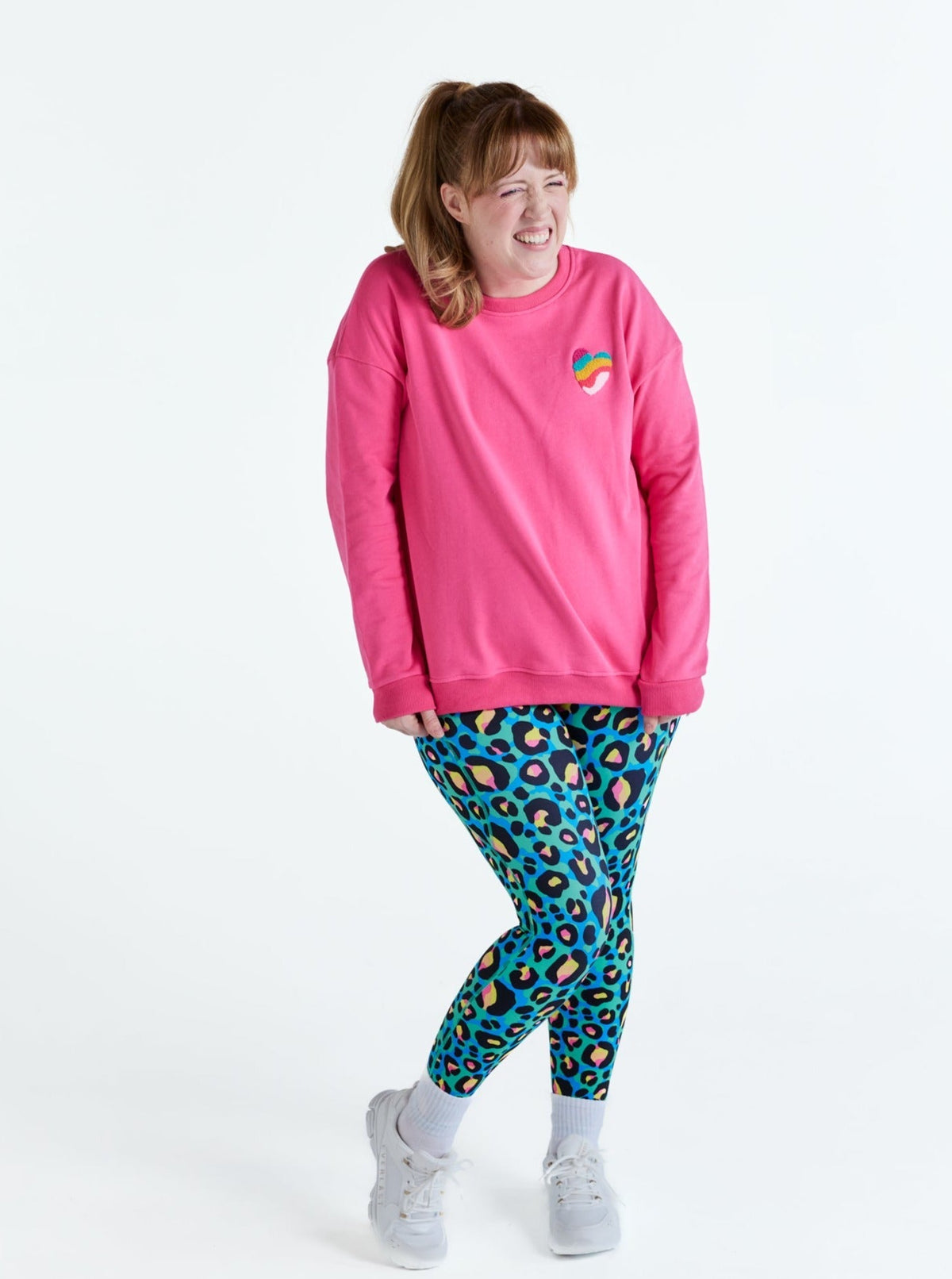 Rainbow at Heart Organic Cotton Sweatshirt - Dolly Pink