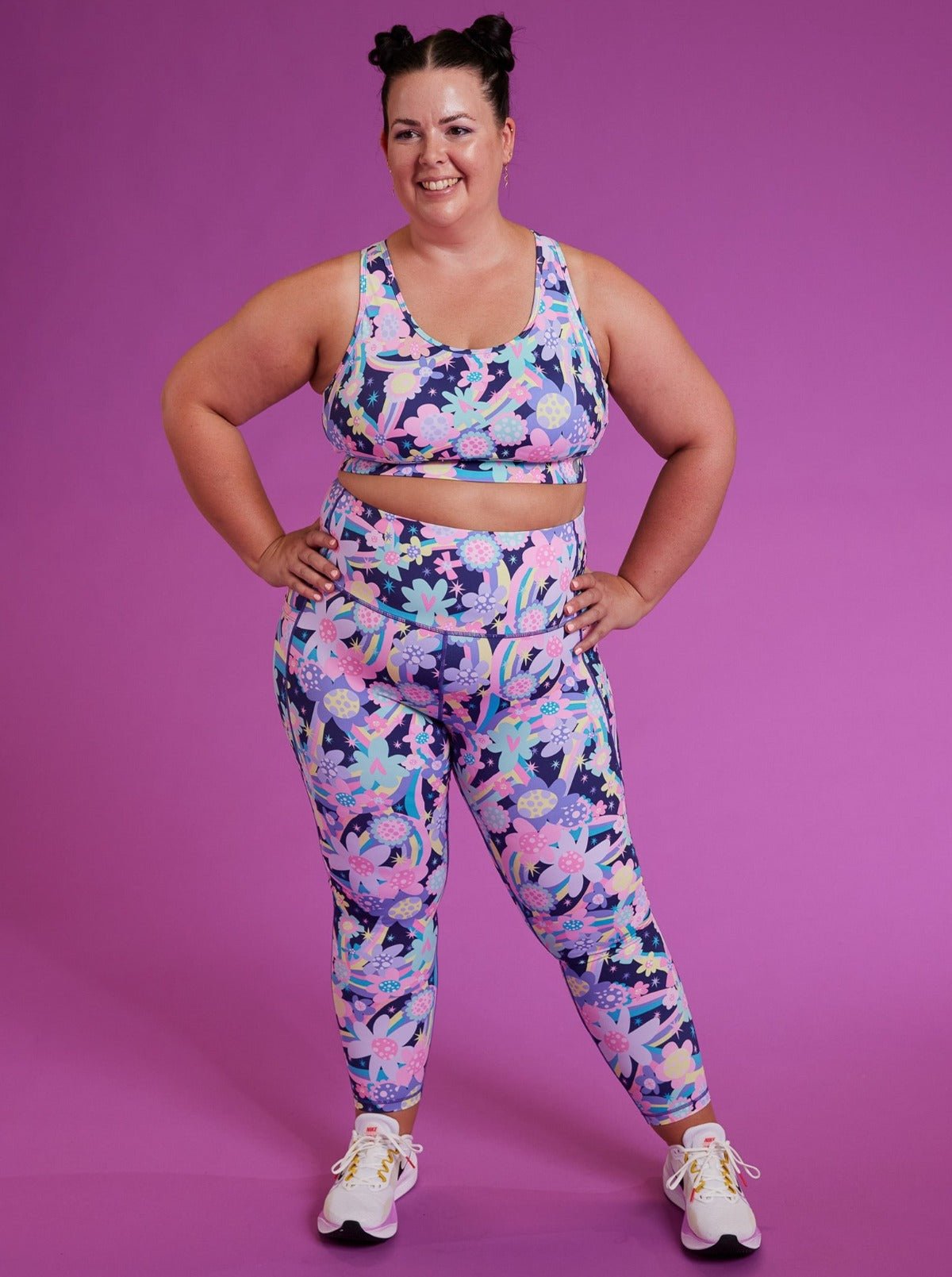 Rainbow Bouquet Everyday Legging - 7/8-length - high waisted leggings with pockets plus size
