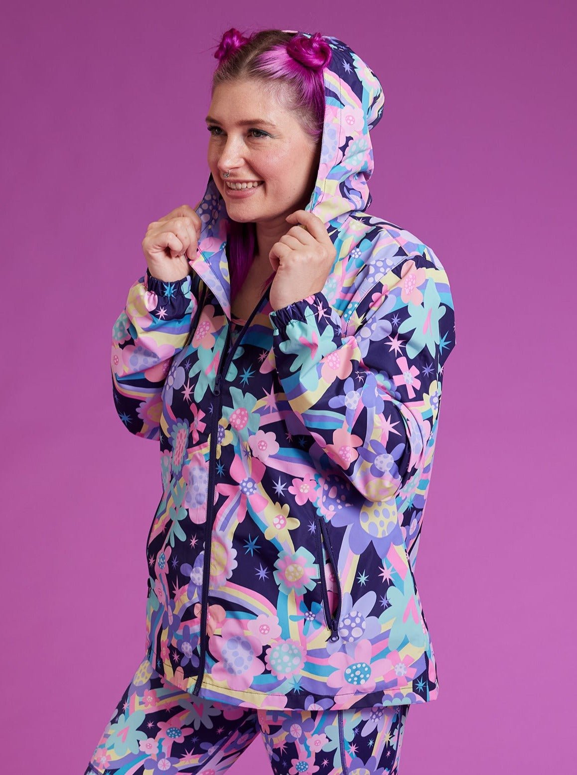 Rainbow Bouquet Raincoat - Adults - waterproof jacket with hood