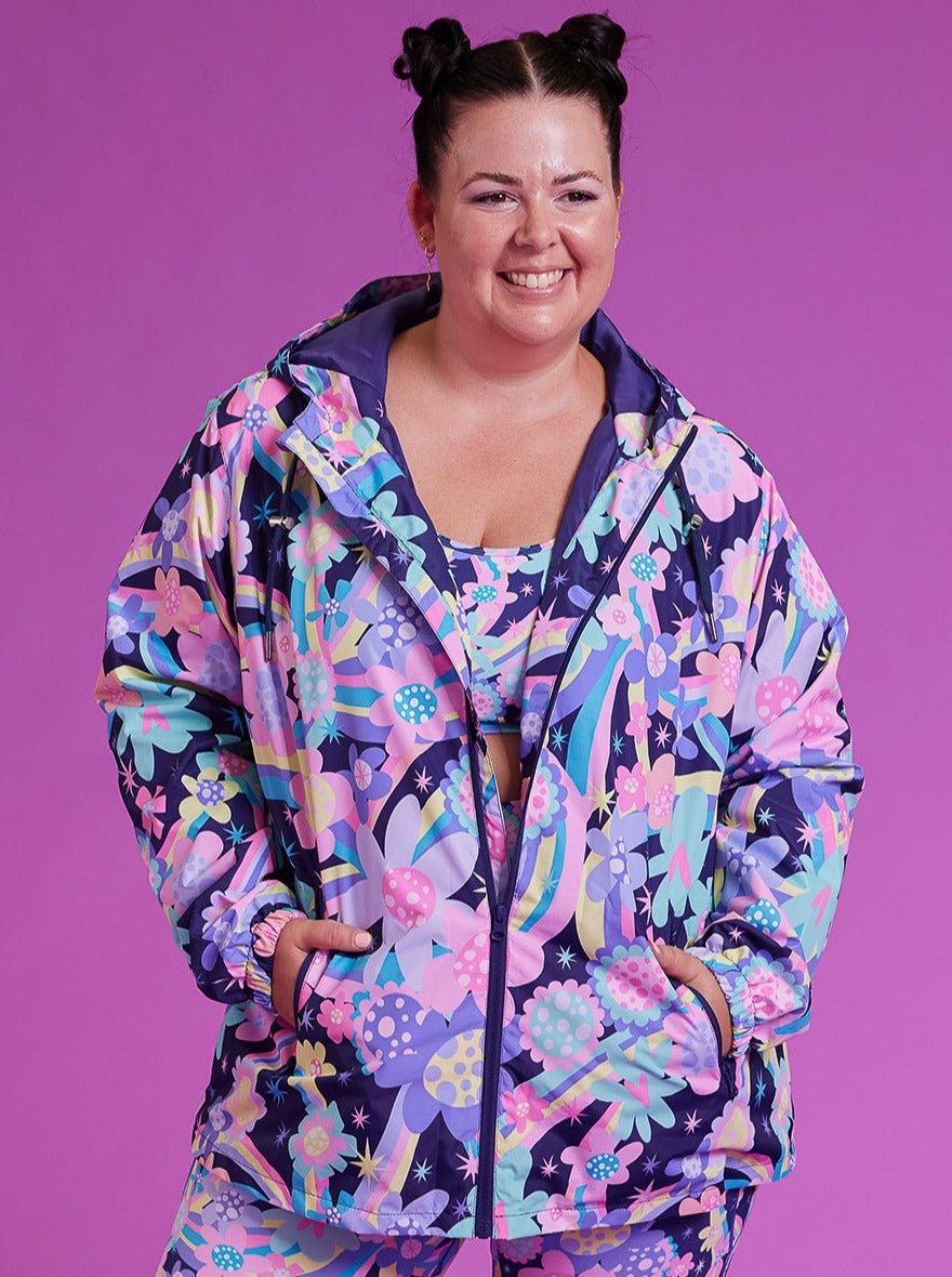 Rainbow Bouquet Raincoat - Adults - colourful raincoats plus size