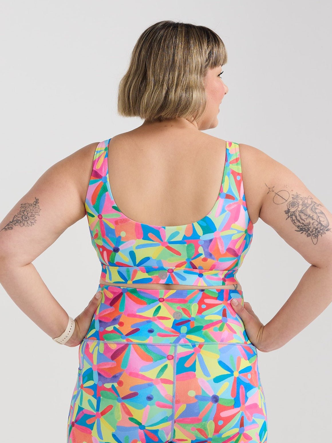 Rainbow Daisies Active Swim Crop
