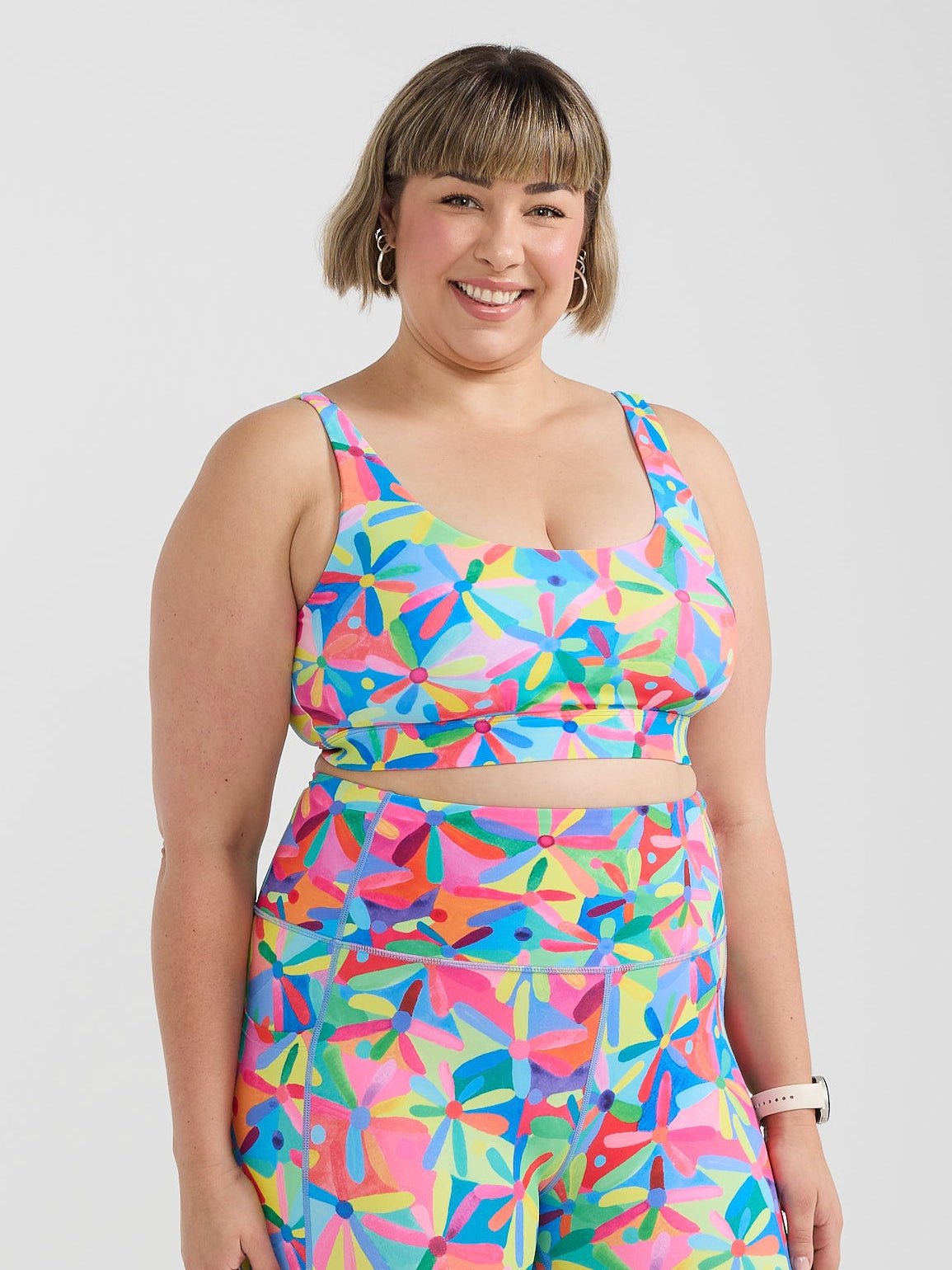 Rainbow Daisies Active Swim Crop