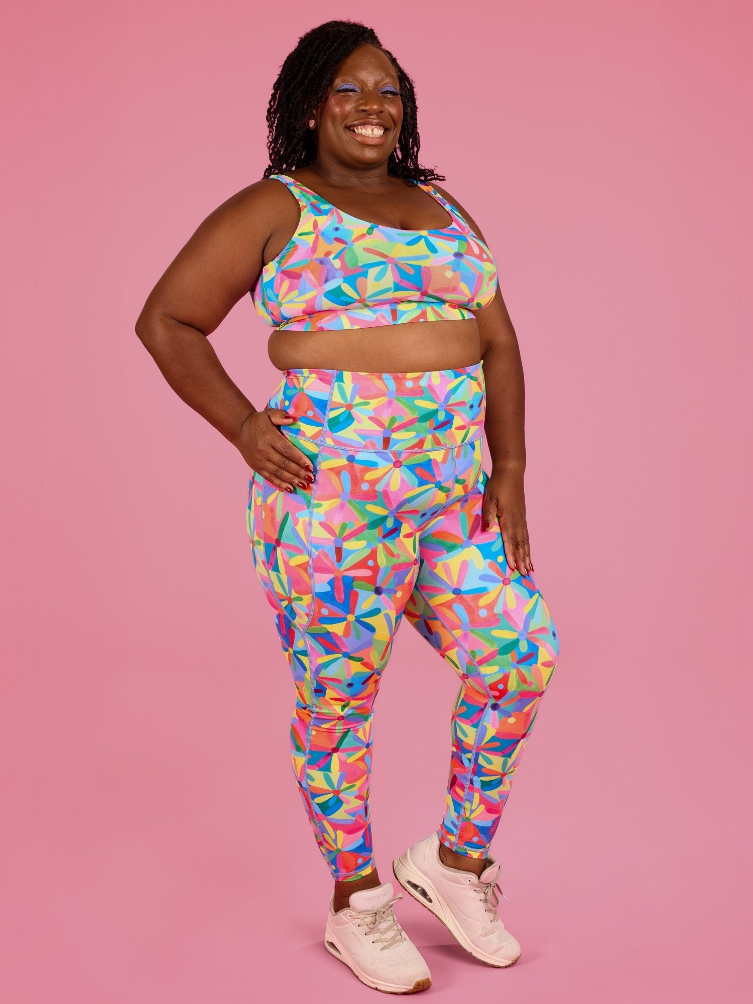 Rainbow Daisies Everyday Legging - 7/8 length - Squat-Proof Quick-Drying high waisted leggings with pockets plus size