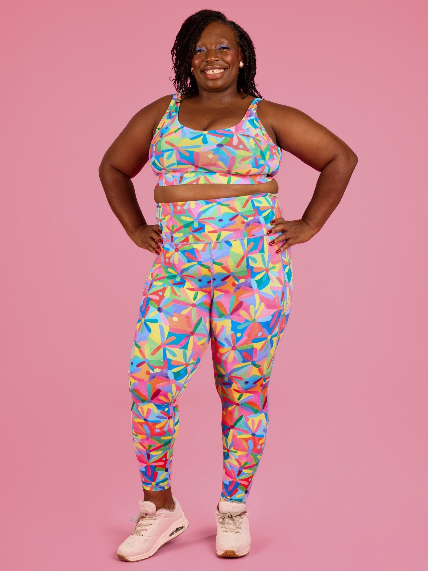 Rainbow Daisies Everyday Legging - 7/8 length - Squat-Proof Quick-Drying high waisted leggings with pockets plus size