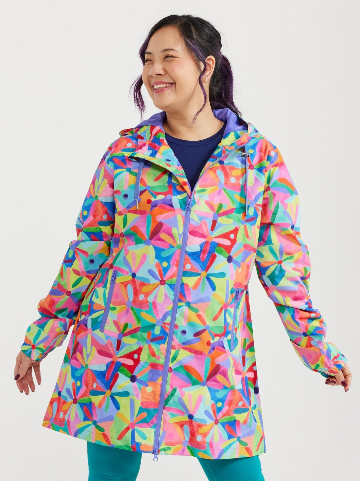 Rainbow Daisies Longline Raincoat