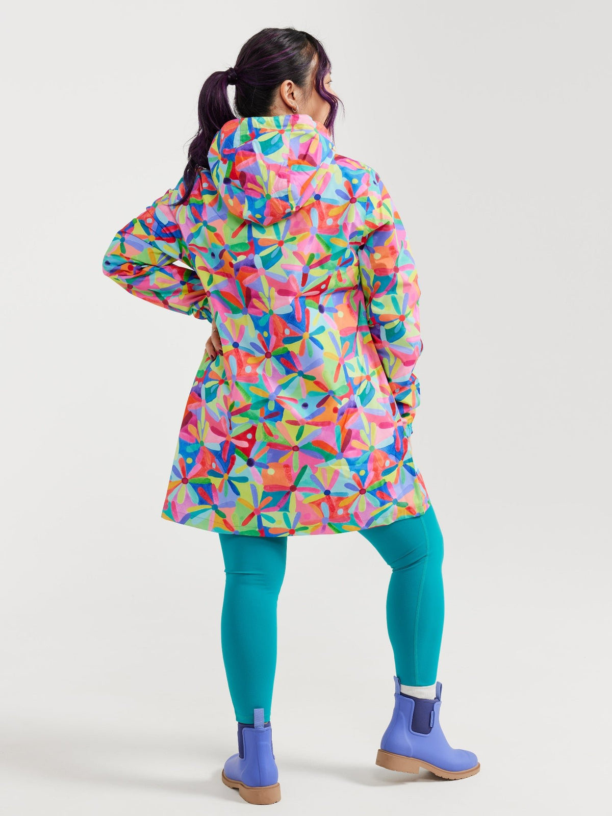 Rainbow Daisies Longline Raincoat