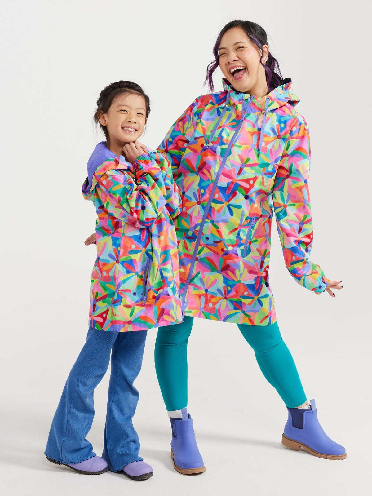 Rainbow Daisies Longline Raincoat
