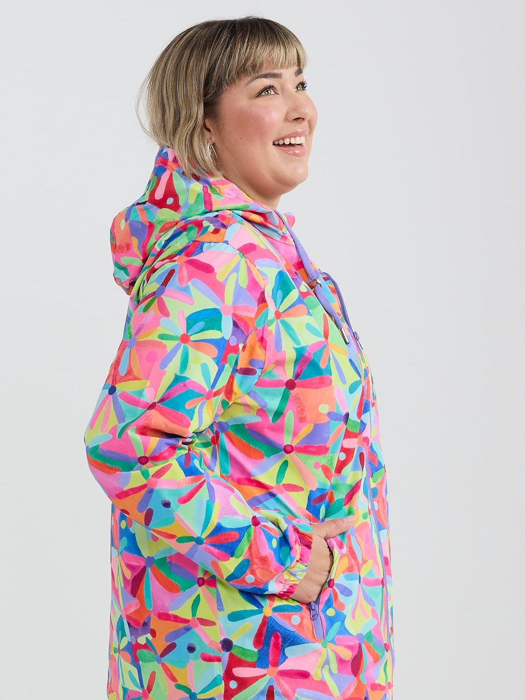 Rainbow Daisies Raincoat - Adults