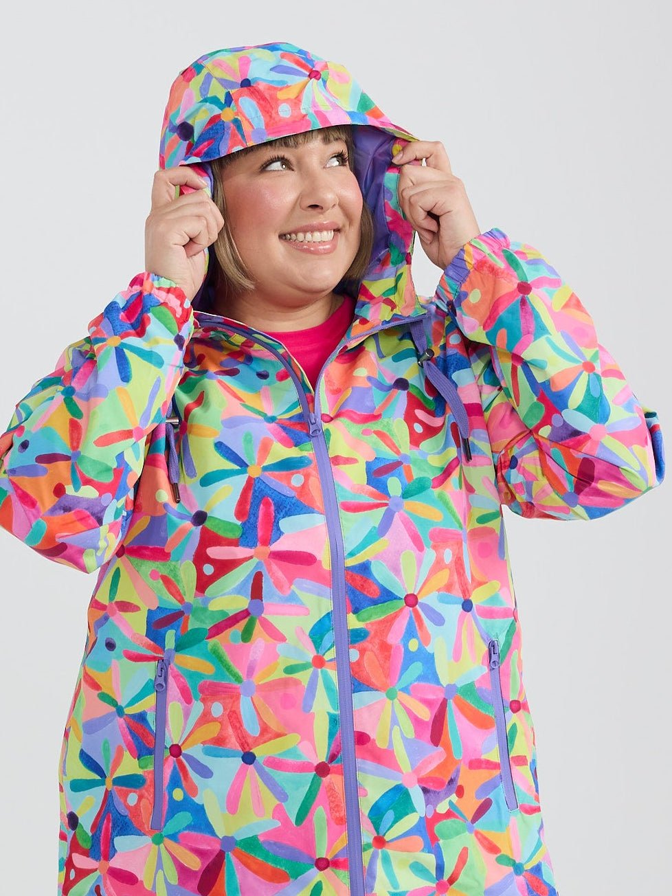Rainbow Daisies Raincoat - Adults