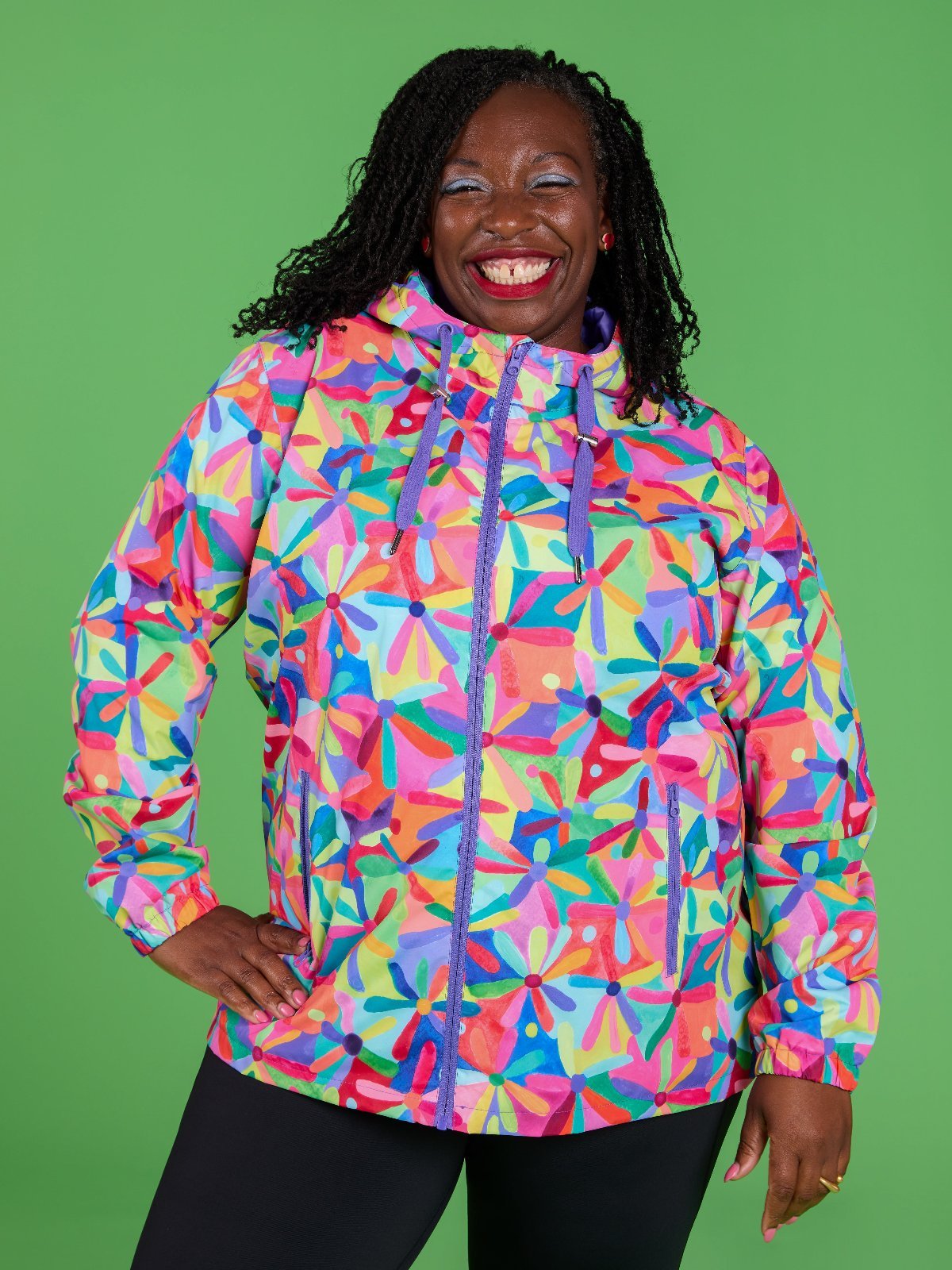 Rainbow Daisies Raincoat - Adults - rainbow waterproof raincoats plus size