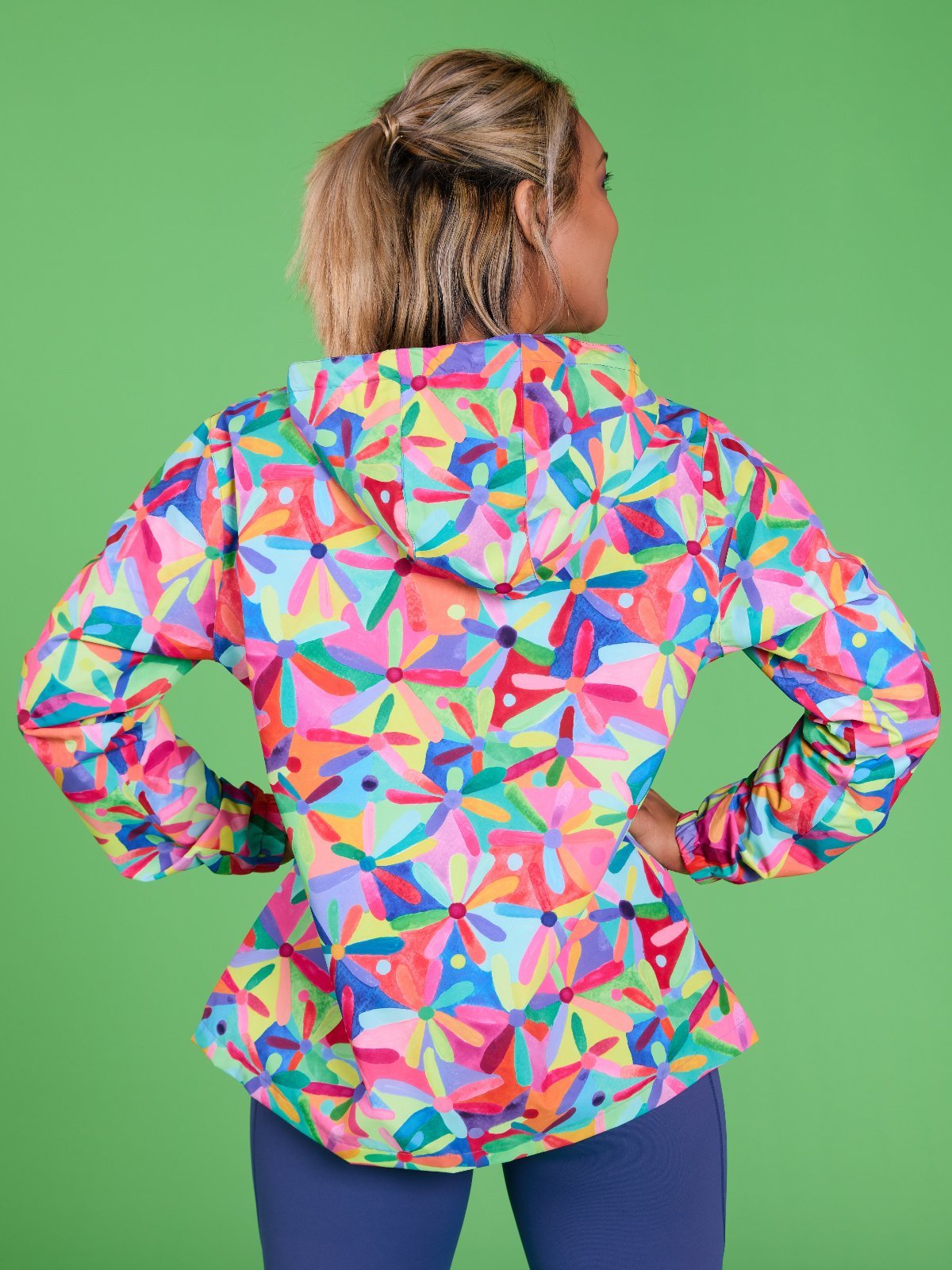 Rainbow Daisies Raincoat - Adults - women&#39;s spray jackets