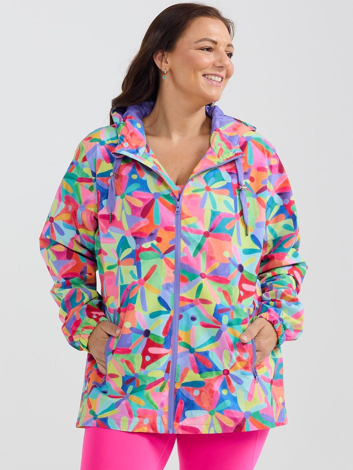 Rainbow Daisies Raincoat - Adults