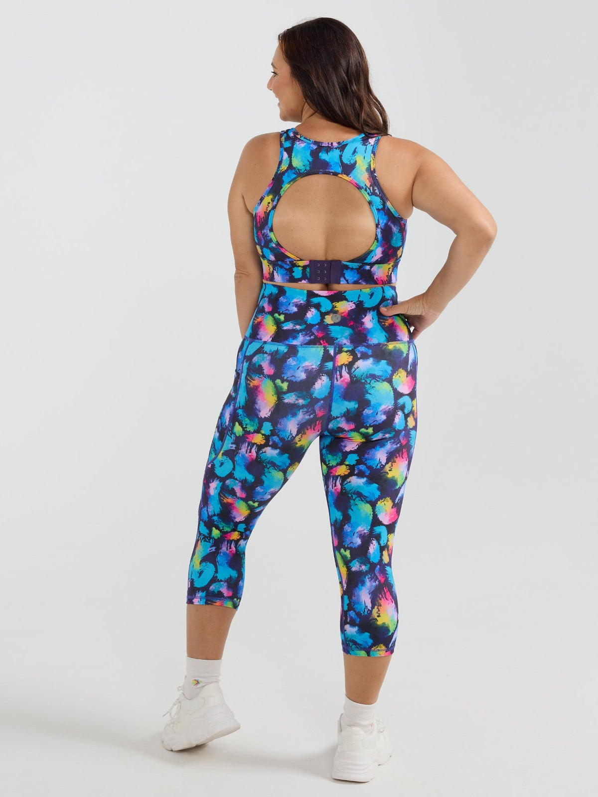 Rainbow Splatter Everyday Cropped Legging - 3/4 length - plus size squat proof
