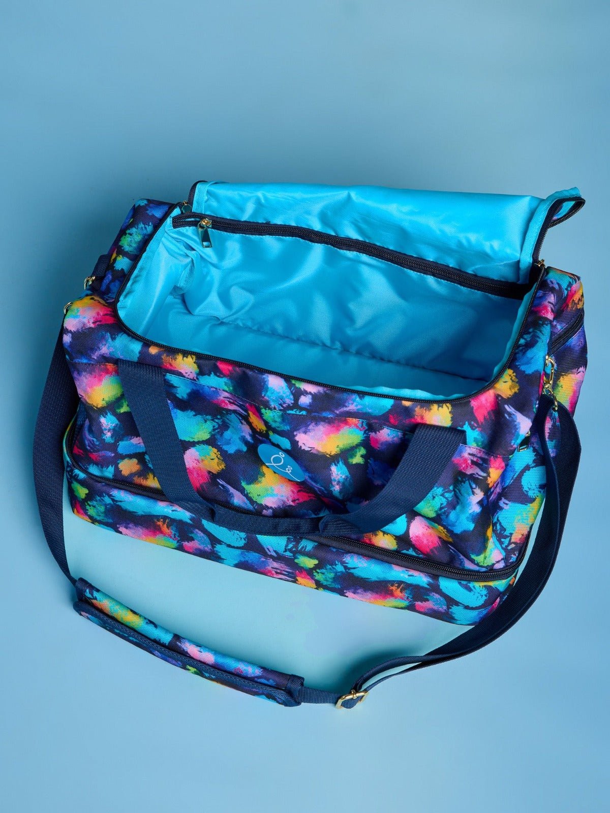 Rainbow Splatter Gym Bag - weekender bag witth multiple inside pockets