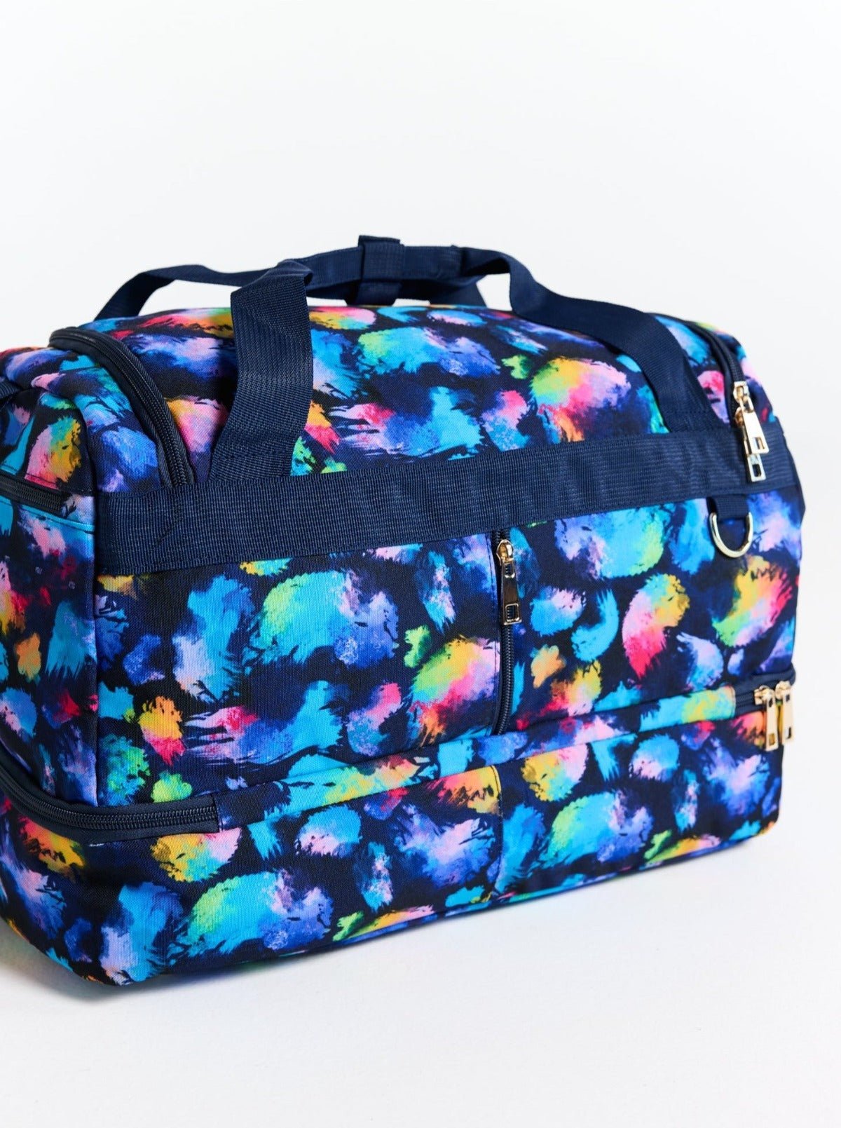 Rainbow Splatter Gym Bag - Gym duffel bag with multiple pockets