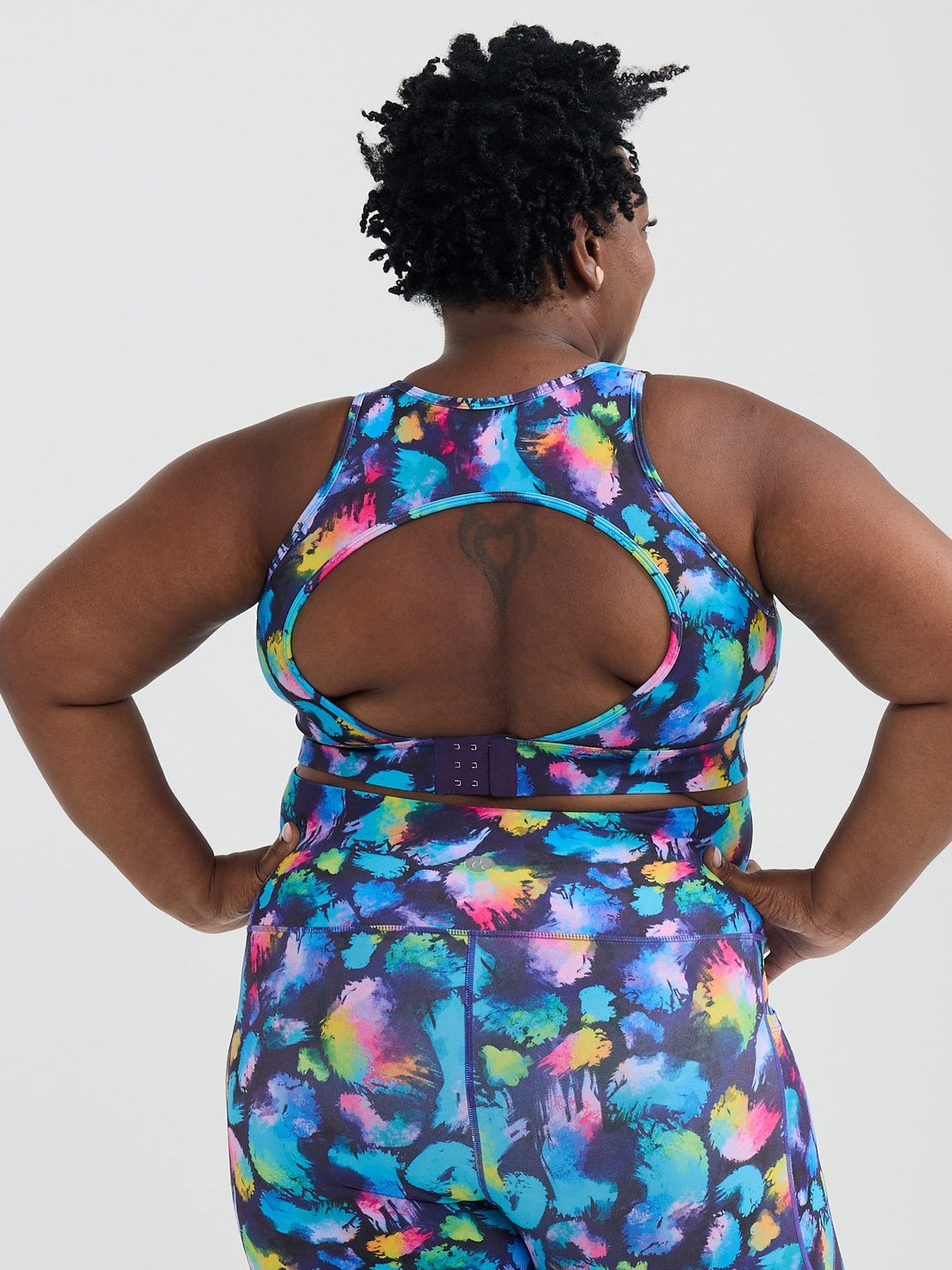 Rainbow Splatter Liberty Hookback Crop - Sports bra open back