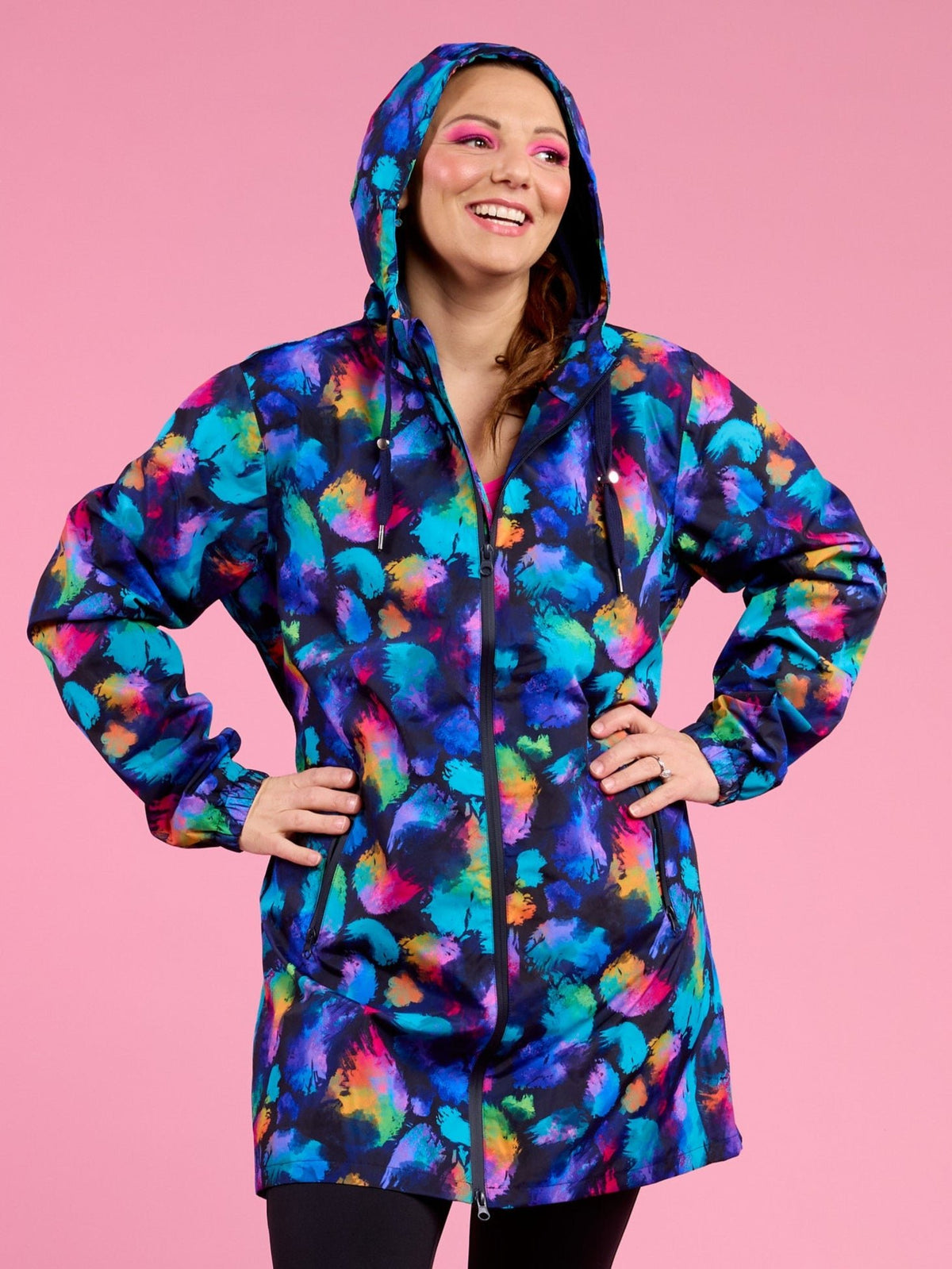 Rainbow Splatter Longline Raincoat