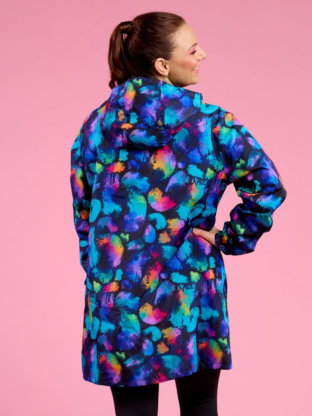 Rainbow Splatter Longline Raincoat