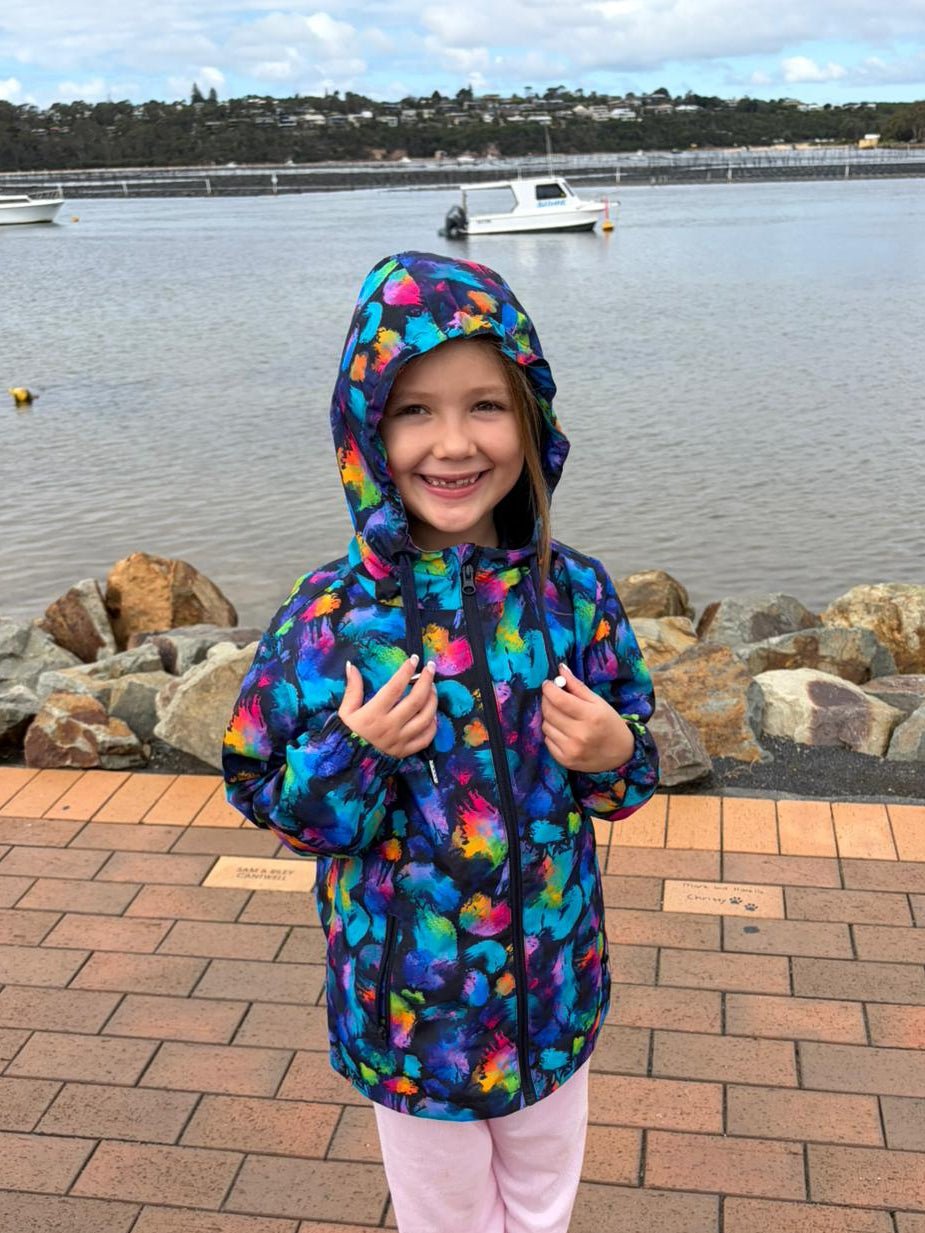 Rainbow Splatter Raincoat - Kids