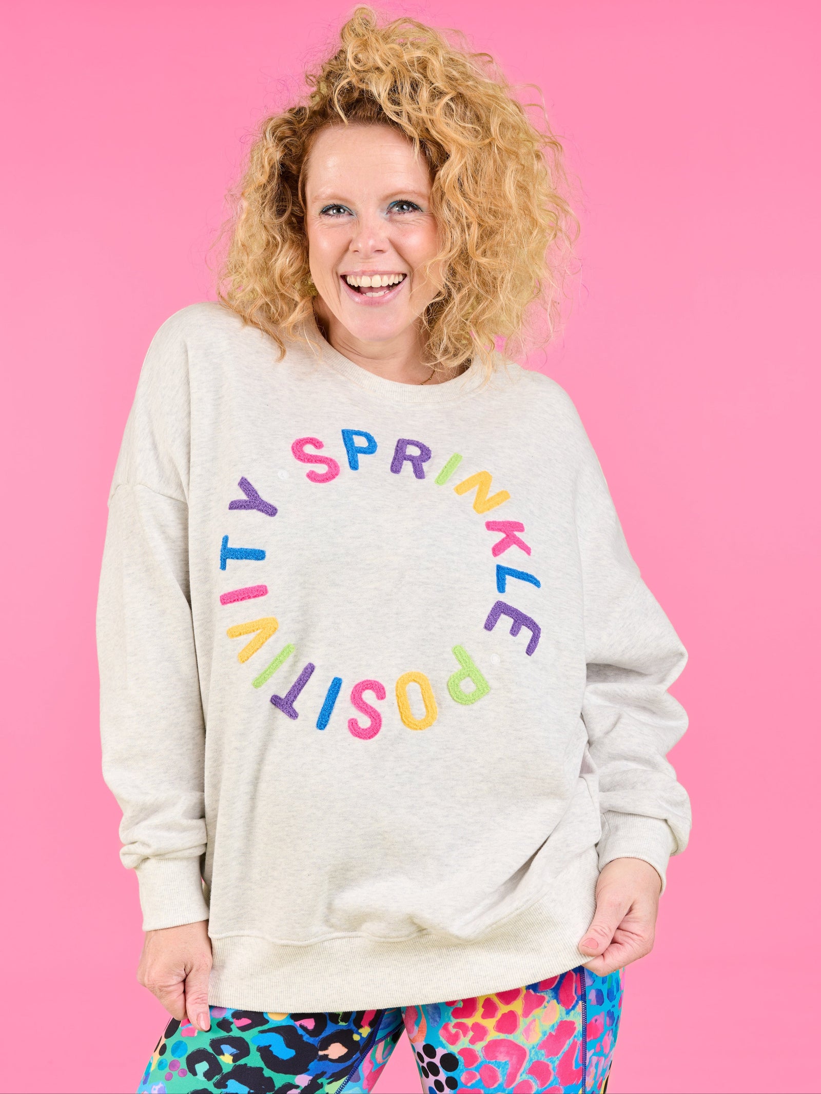 Sprinkle Positivity Organic Cotton Sweatshirt - Grey Marle - 100% Organic Cotton French Terry