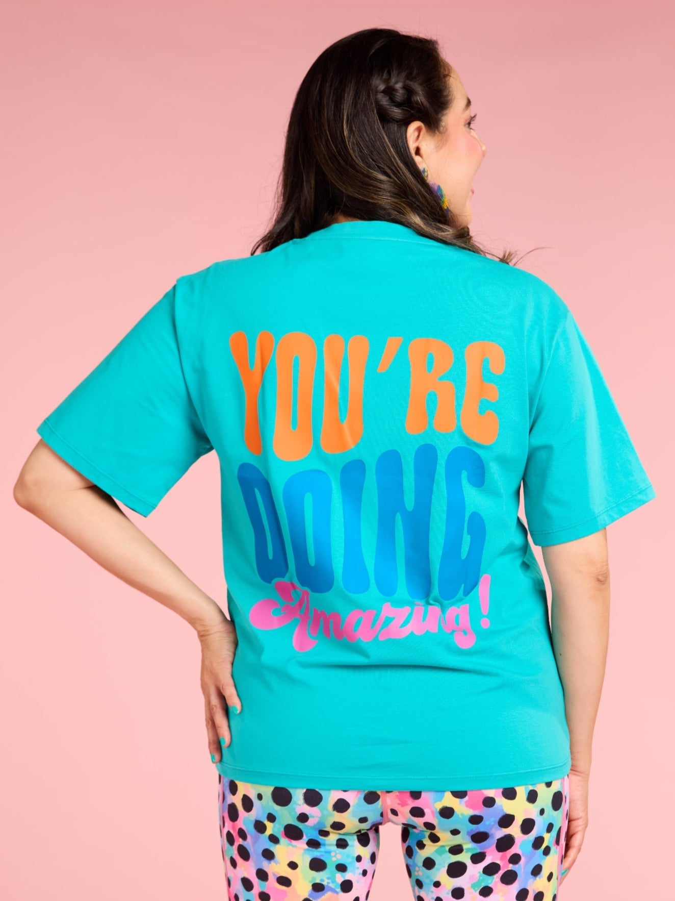 Teal BoxFit Positivi-Tee - 'You're Doing Amazing' - positive message t shirt