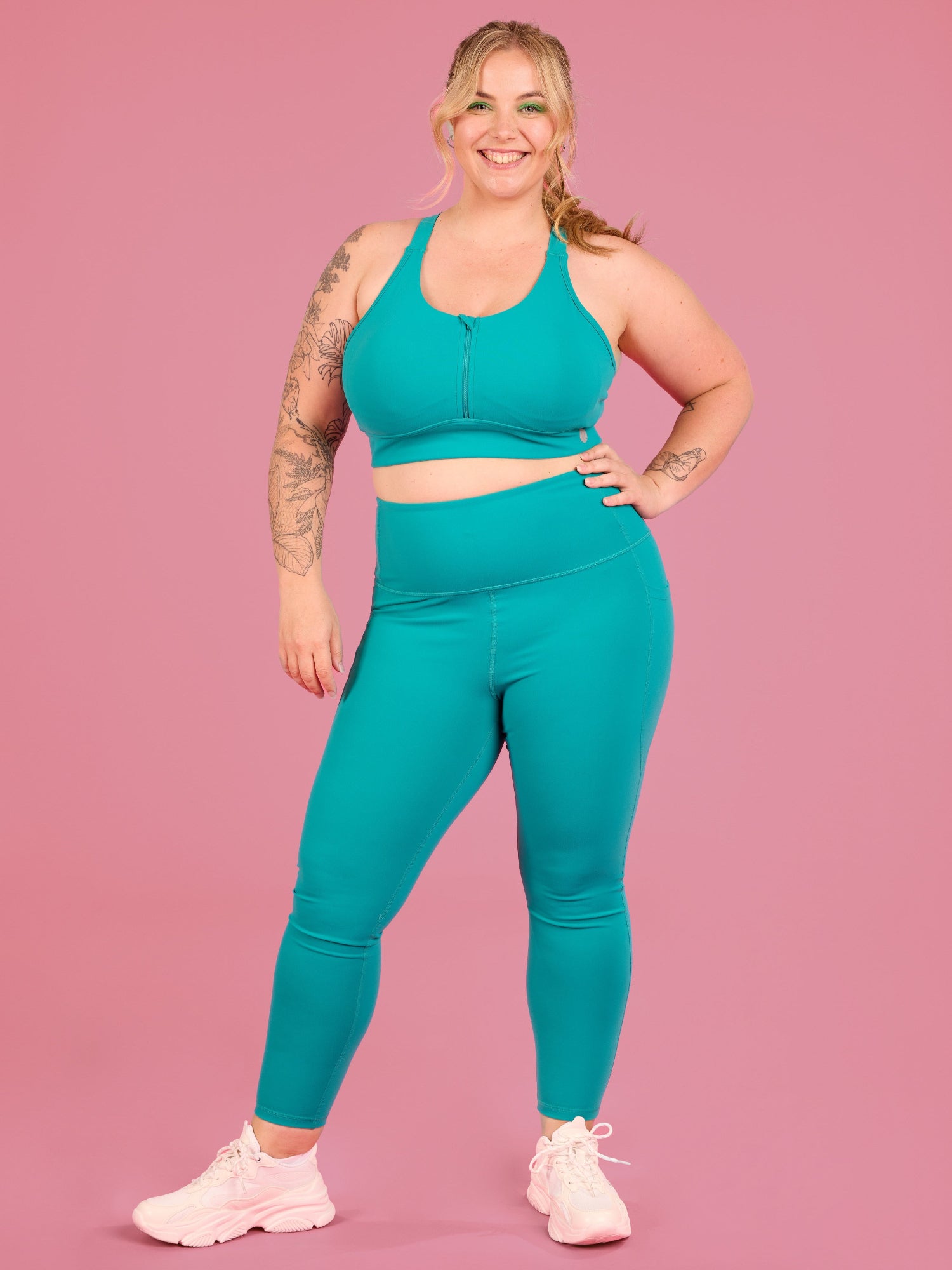 Teal Elevate Legging - 7/8 length - legging 7/8 high waist with pockets plus sized