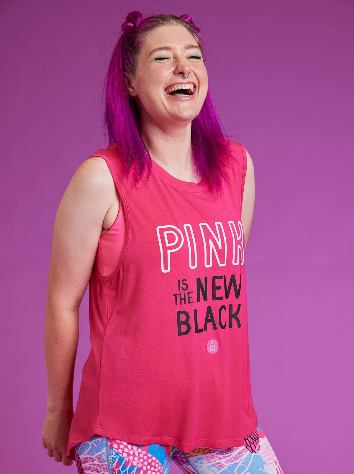 Active Curve Muscle Tank - ‘PINK Is The New Black’ - moisture wicking tank with positive message