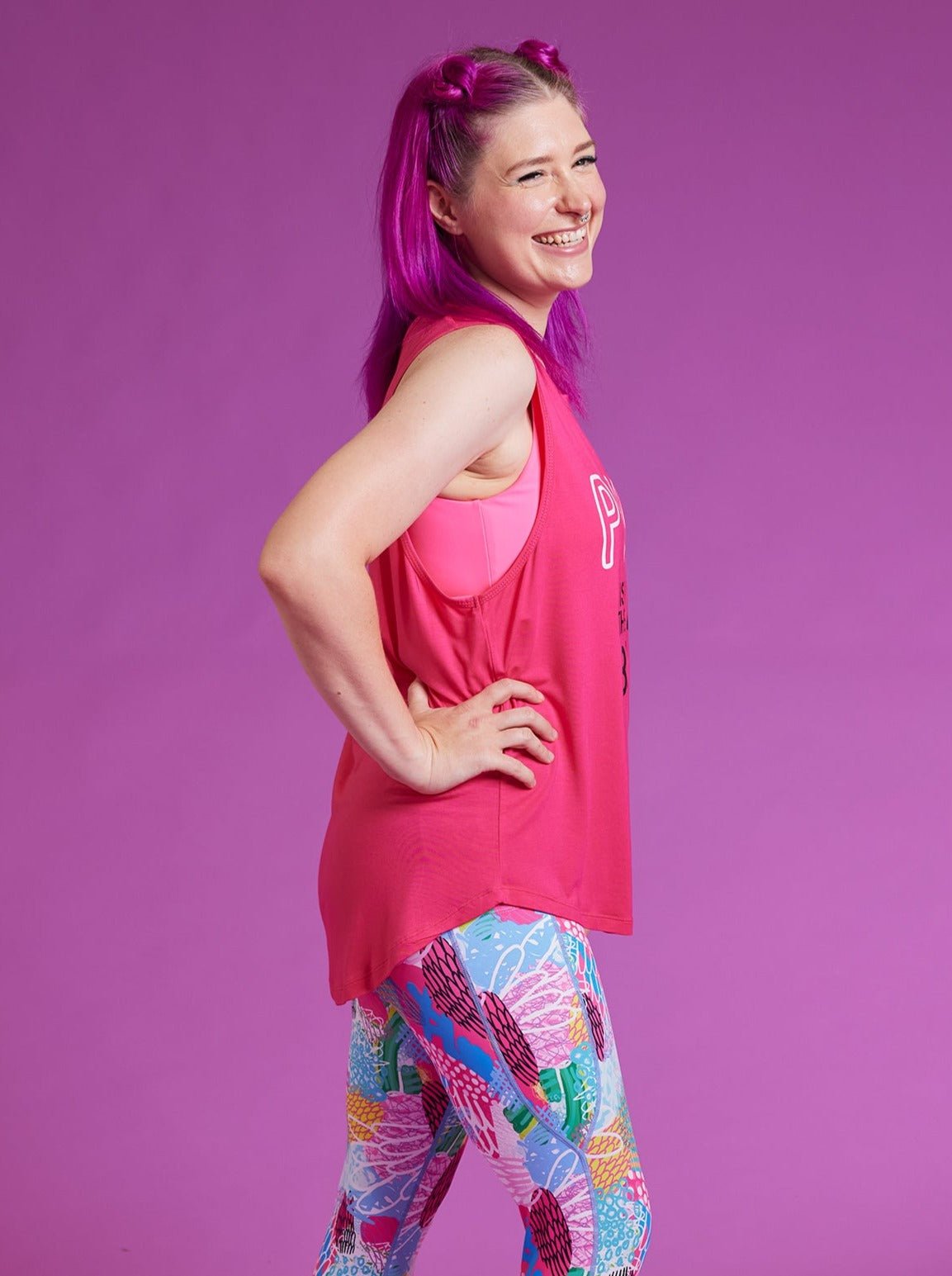 Active Curve Muscle Tank - ‘PINK Is The New Black’ - activewear curve tank top bright pink