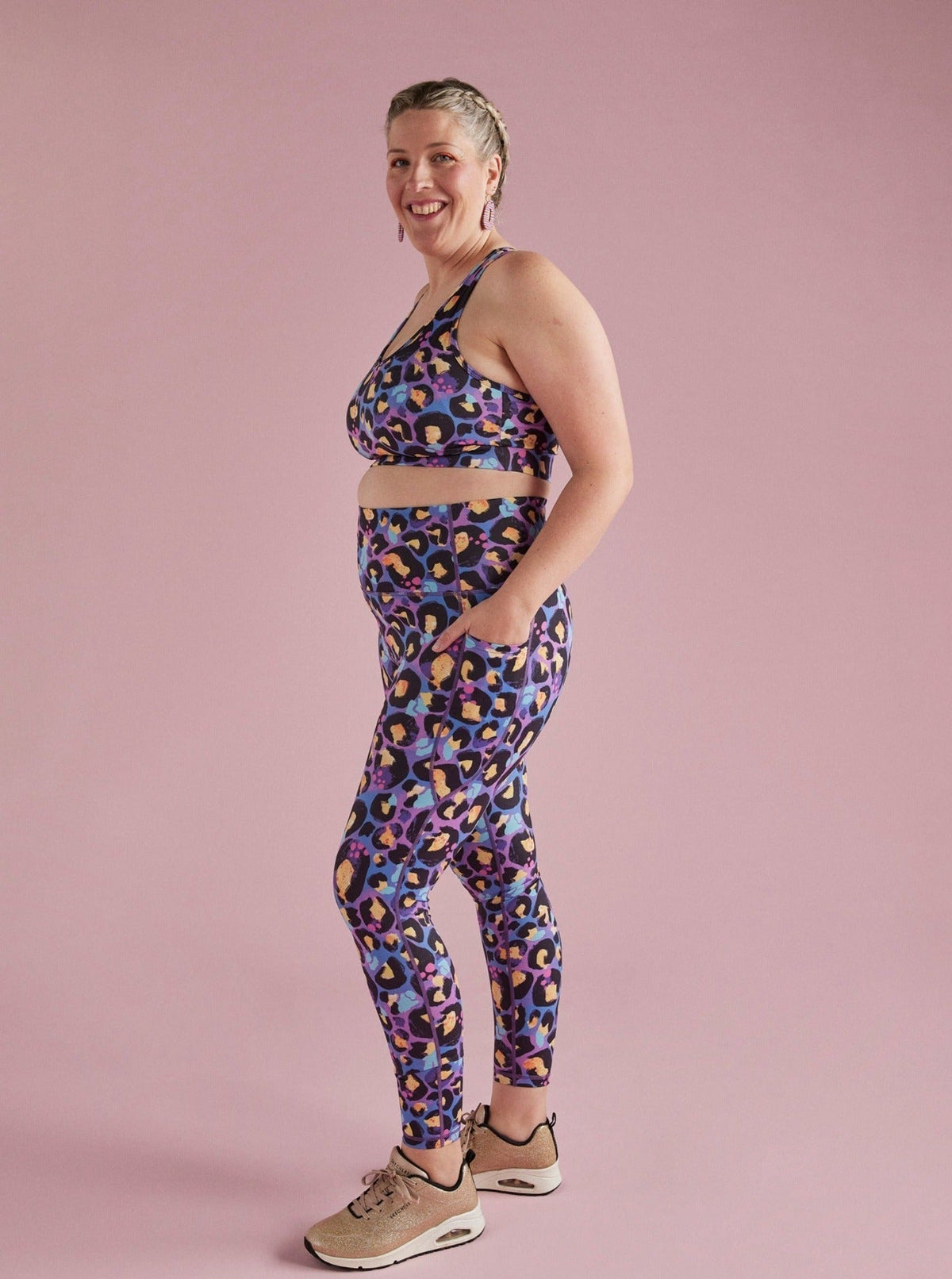 Berry Leopard Everyday Legging - Full-Length - high waisted leggings with pockets plus size