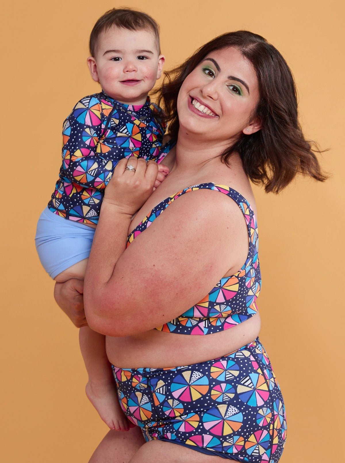 Colour Wheel Kids Long-Sleeved Rashie Top - matching mum and son swimwear