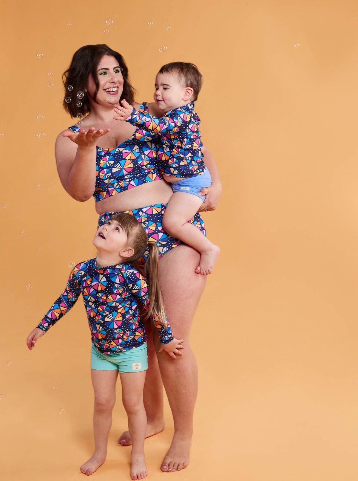 Colour Wheel Kids Long-Sleeved Rashie Top - matching family swimwear