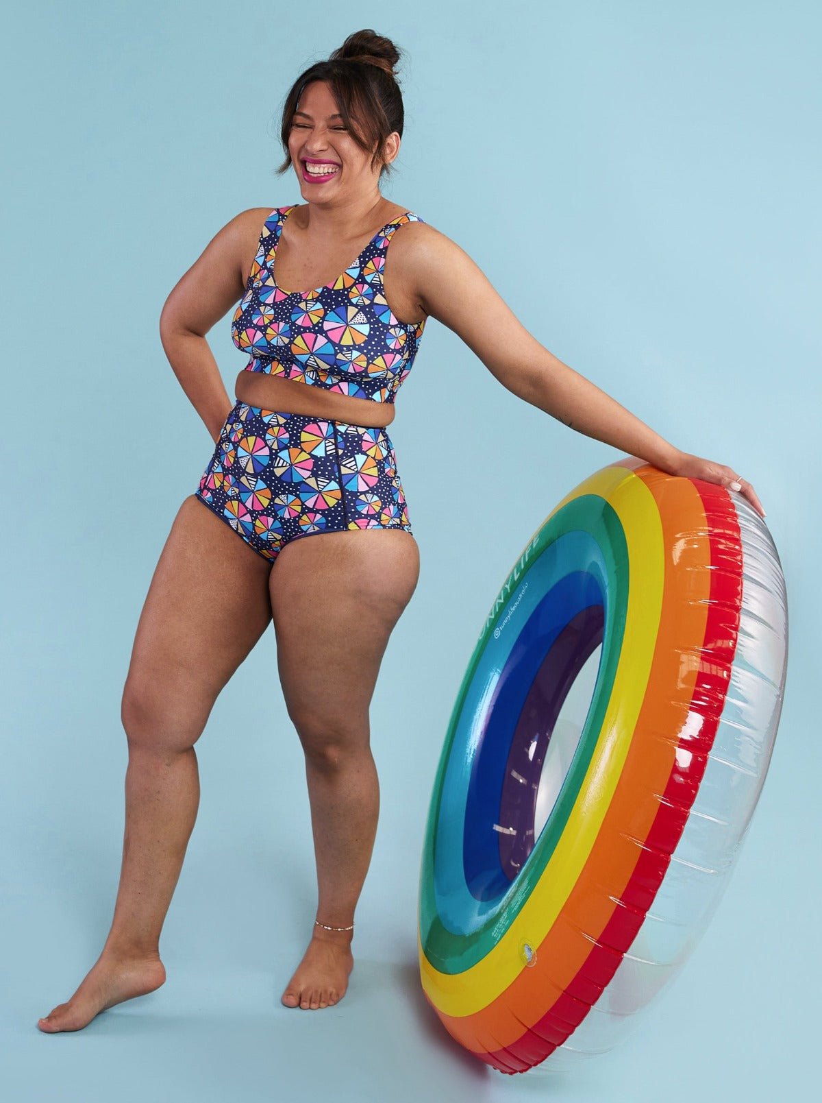 Colour Wheel Reversible Swim Bottoms - plus size swim full coverage bottoms