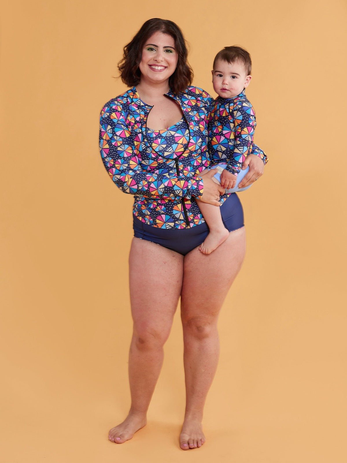 Colour Wheel Reversible Swim Bottoms - matching mum and son swimwear