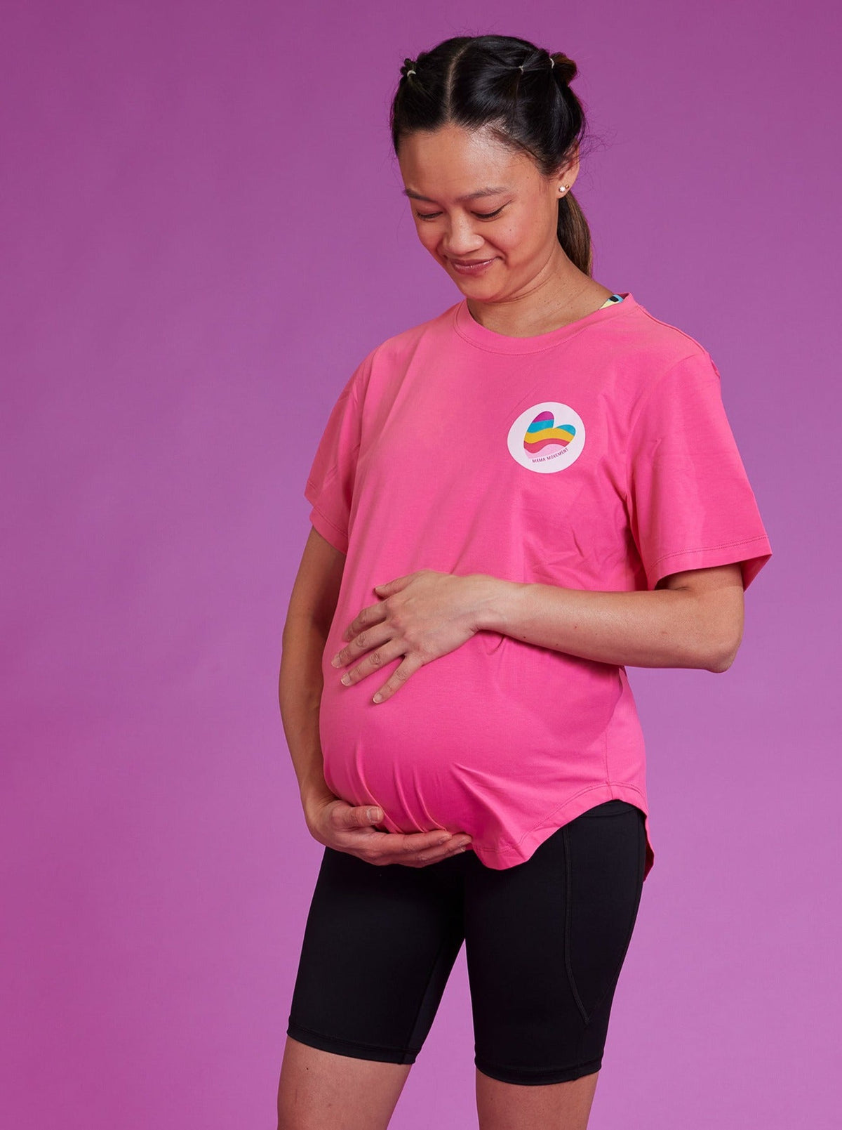 Dolly Pink Rainbow Heart Positivi-Tee - maternity longline t shirt