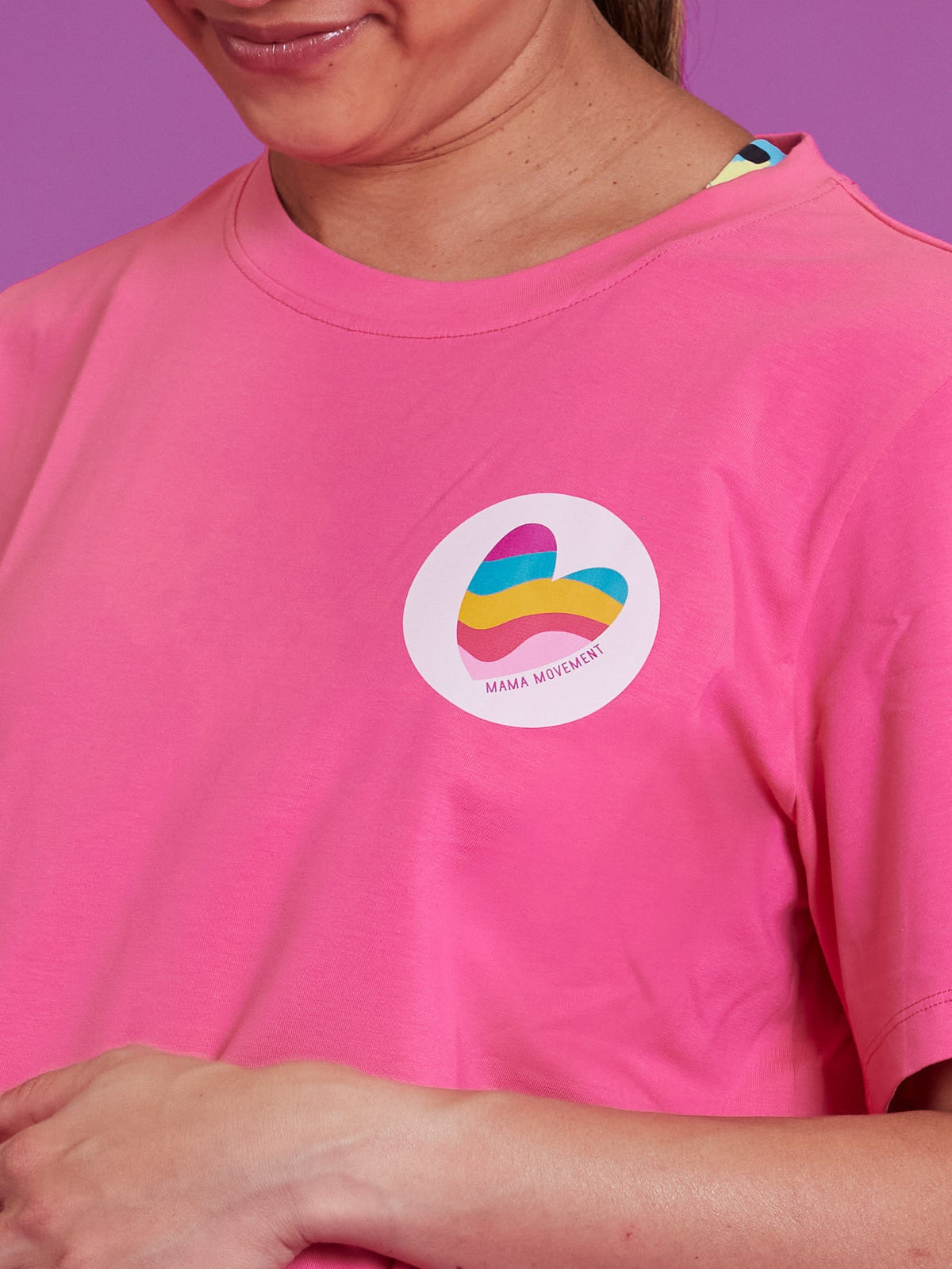 Dolly Pink Rainbow Heart Positivi-Tee - pink tee with rainbow