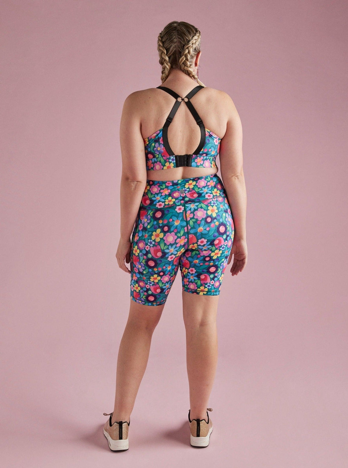 Floral Fields Everyday Biker Shorts - long bike shorts for tall women