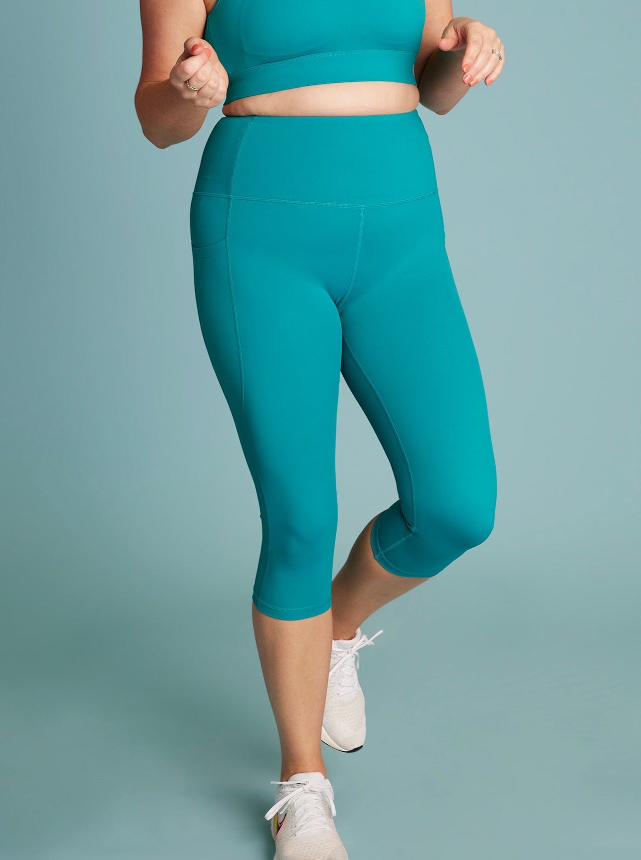 Buy Indo Fab Women and Girls Slim Fit Ankle Length Leggings (L, Teal Green)  at