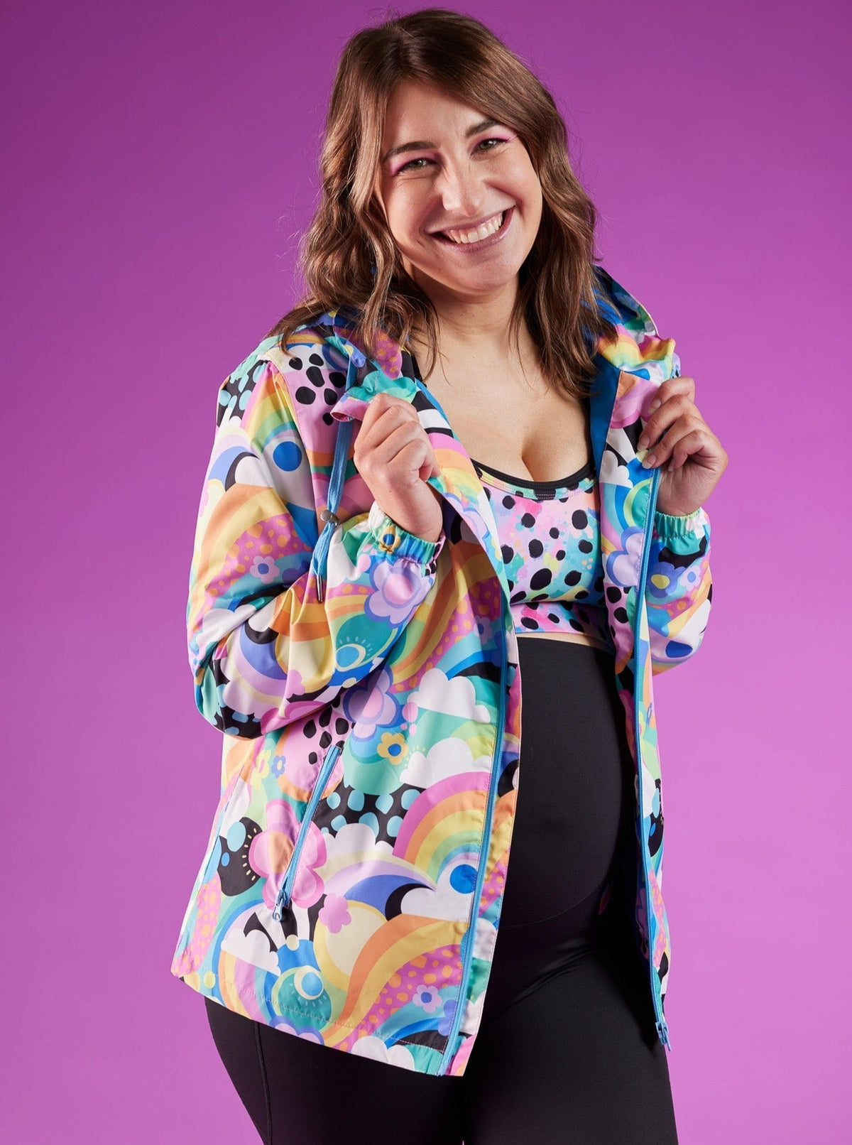 Funderland Spray Jackets - Adults - kasey rainbow print spray jacket